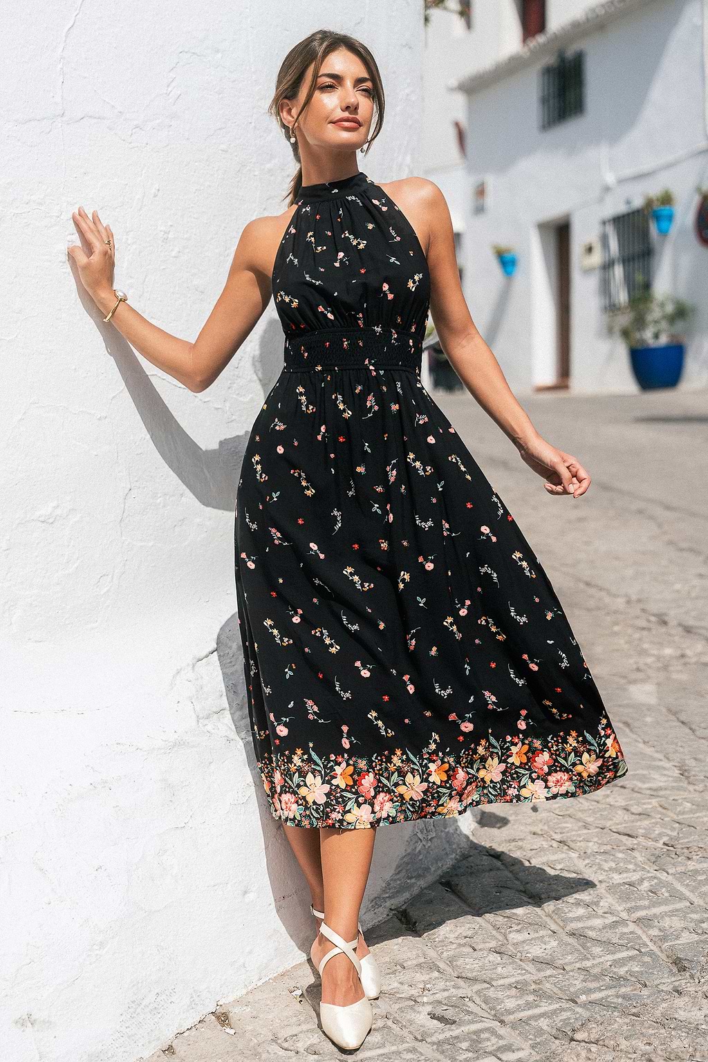 Shadow Blossom Floral Maxi Dress