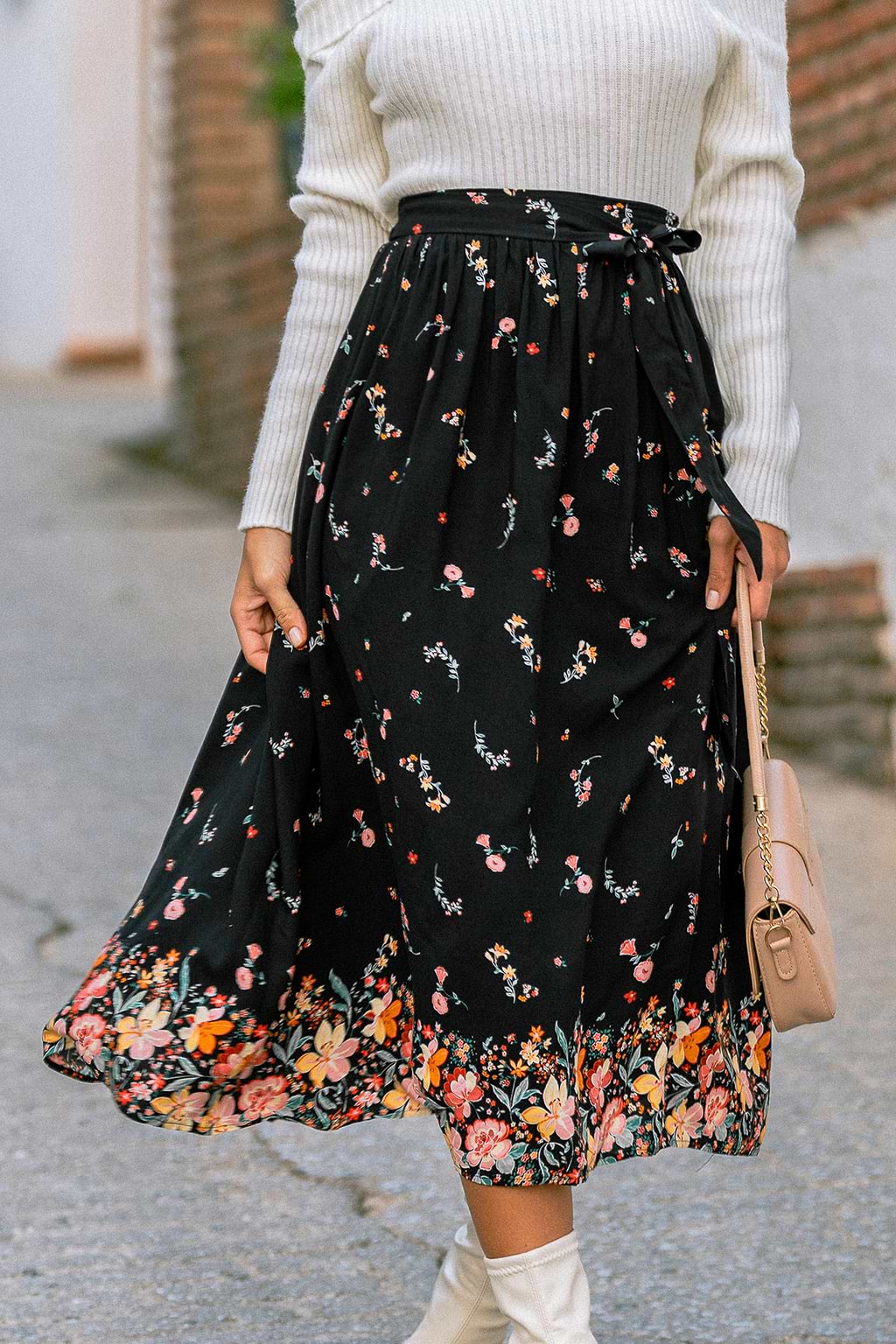 Shadow Blossom Floral Maxi Skirt