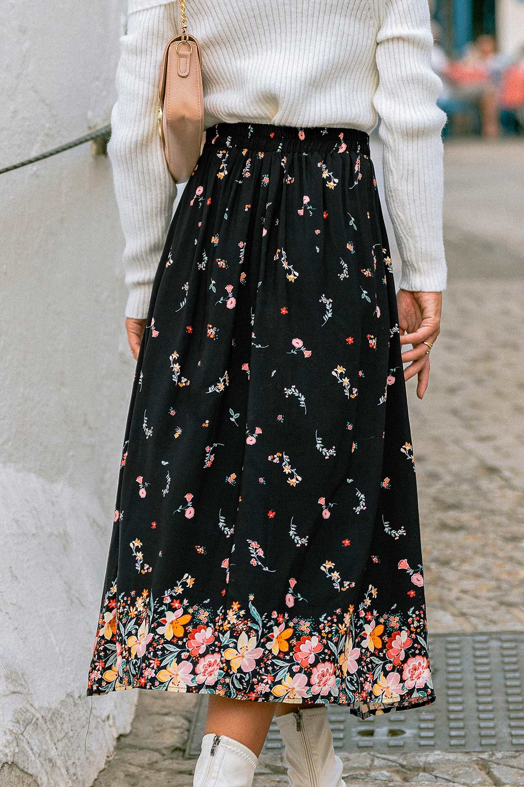 Shadow Blossom Floral Maxi Skirt