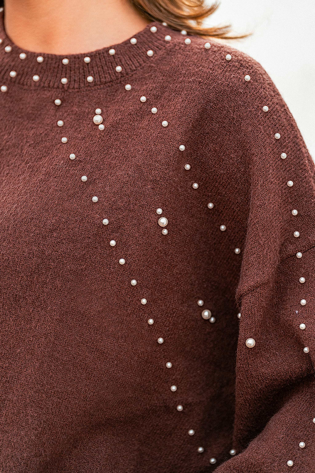 Lustrous Edge Brown Sweater