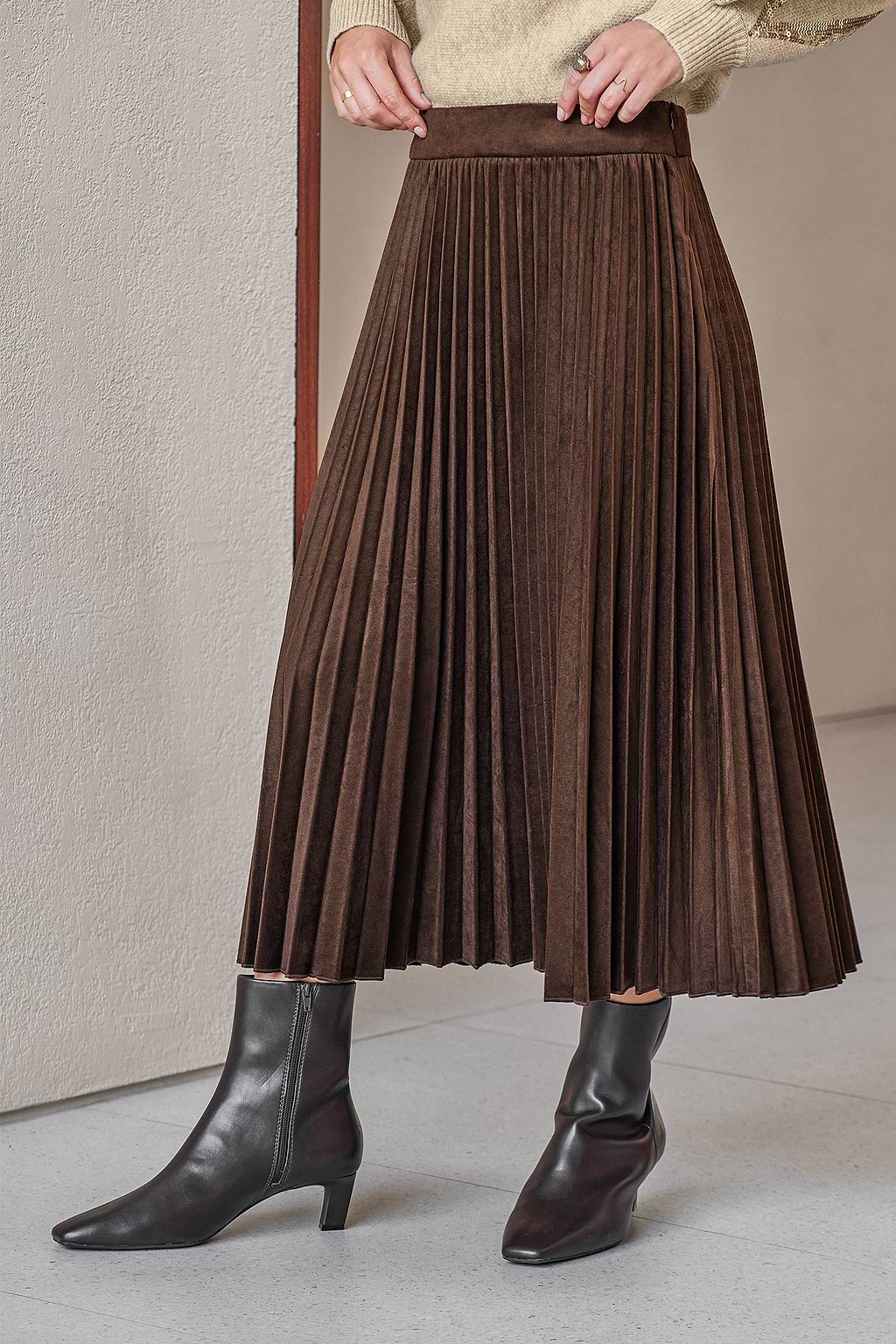 Sweet Routine Brown Midi Skirt