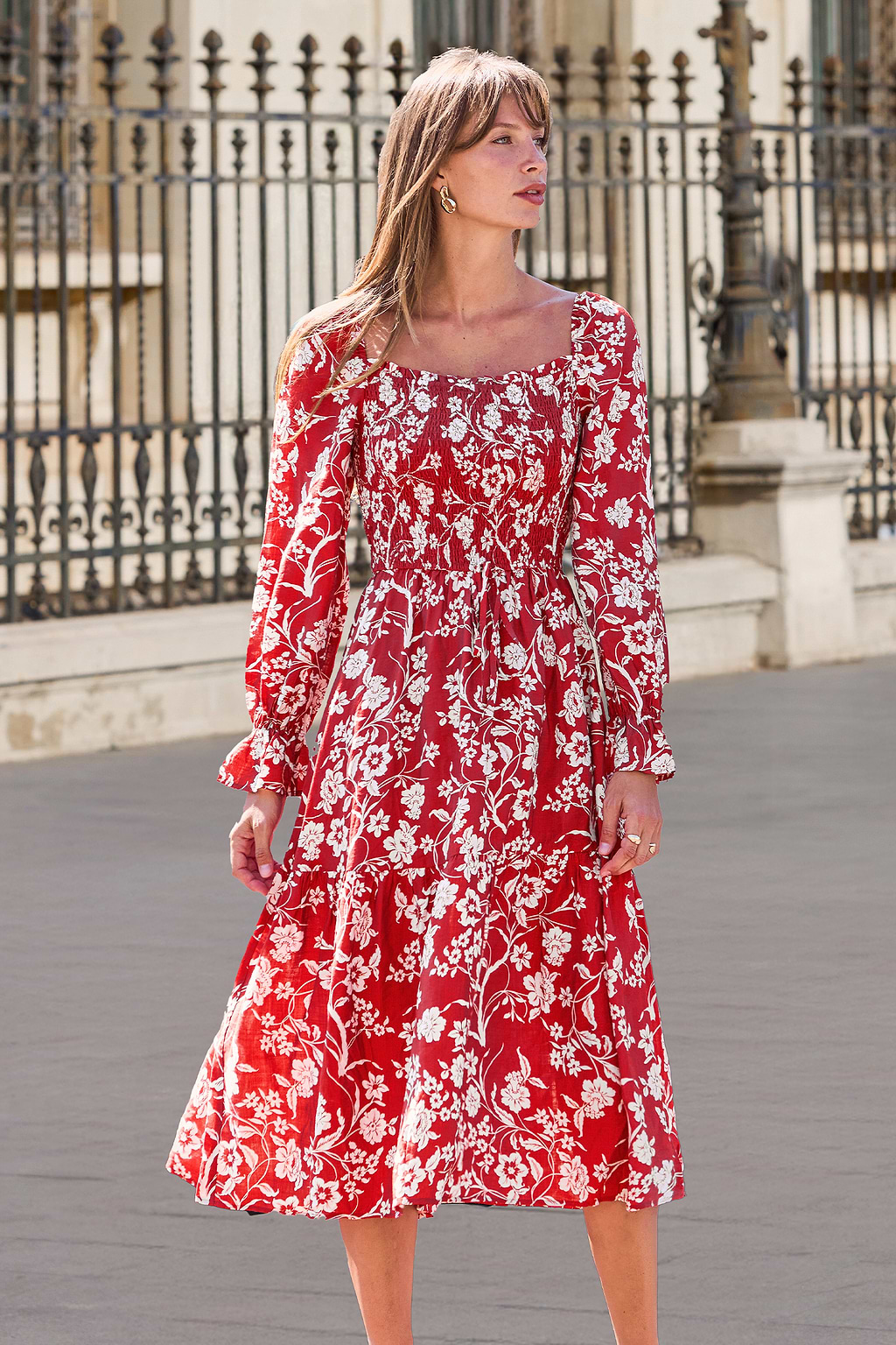 Red Petal Floral Maxi Dress