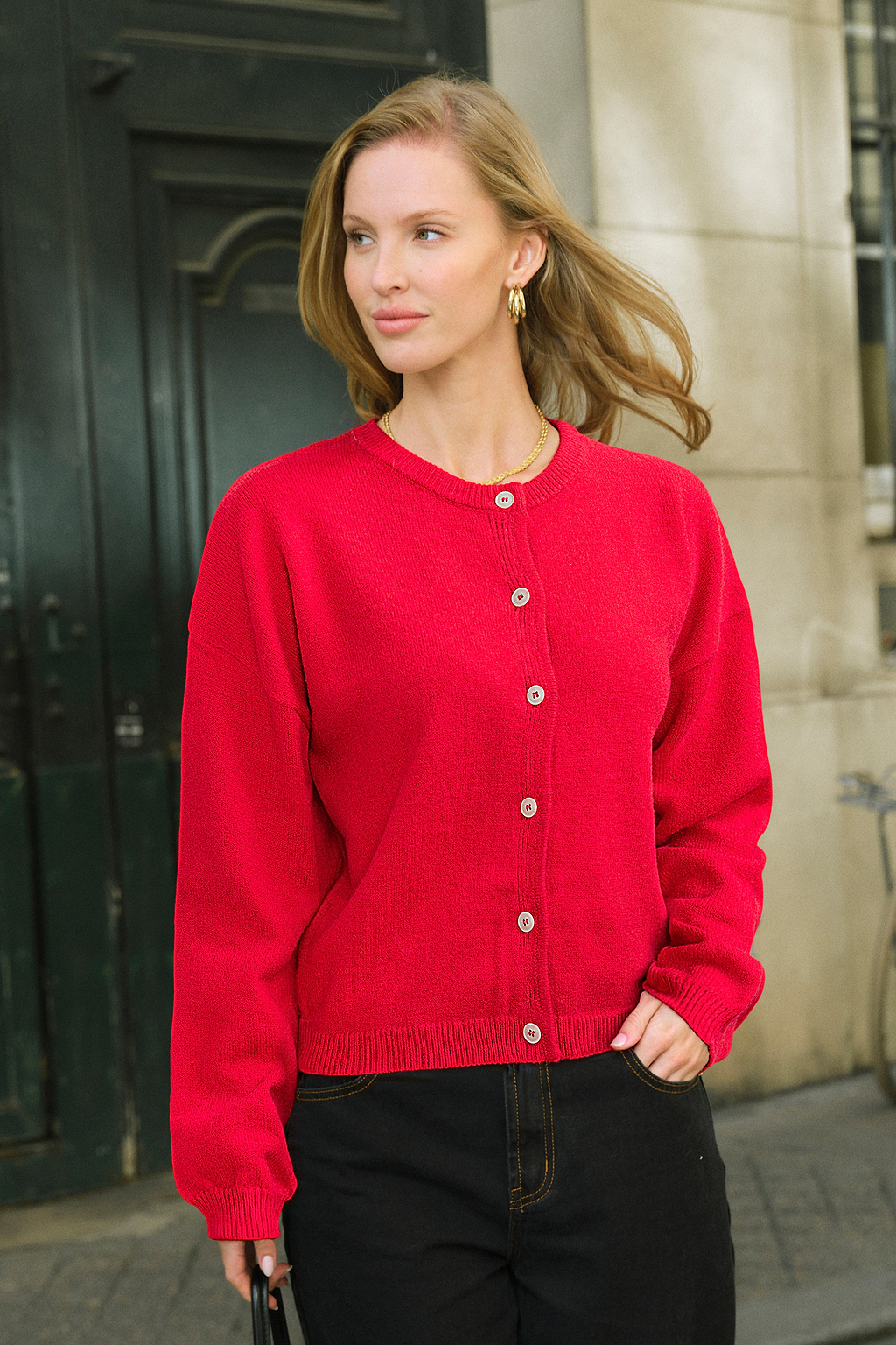 Saluta il cardigan rosso