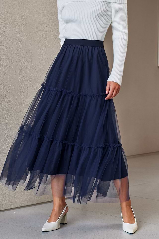 On the Scene Blue Maxi Skirt | Flowy Comfort | Cupshe