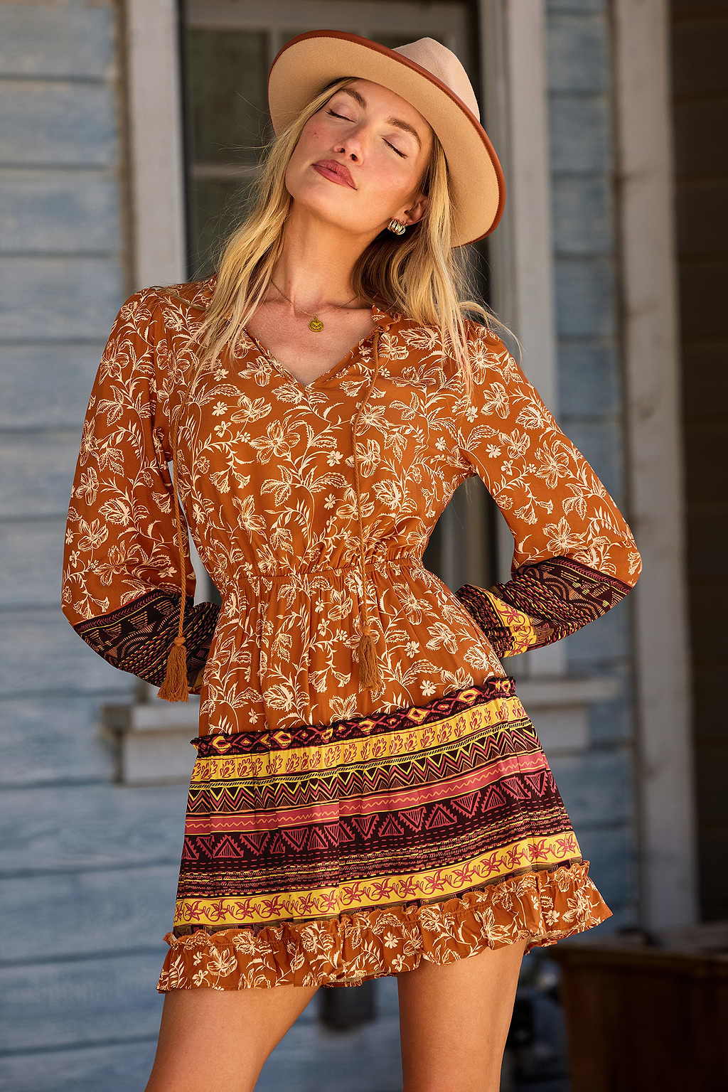 Sunset Blooms Floral Mini Dress