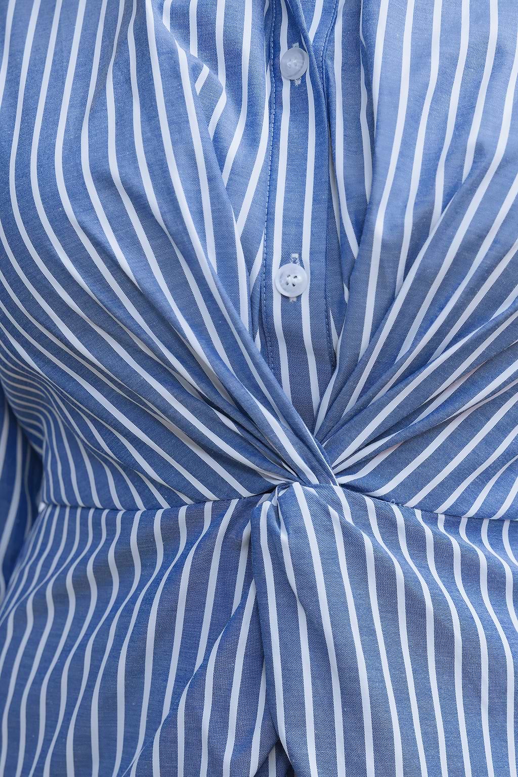 Gestreiftes Lange Ärmel Hemdblusenkleid