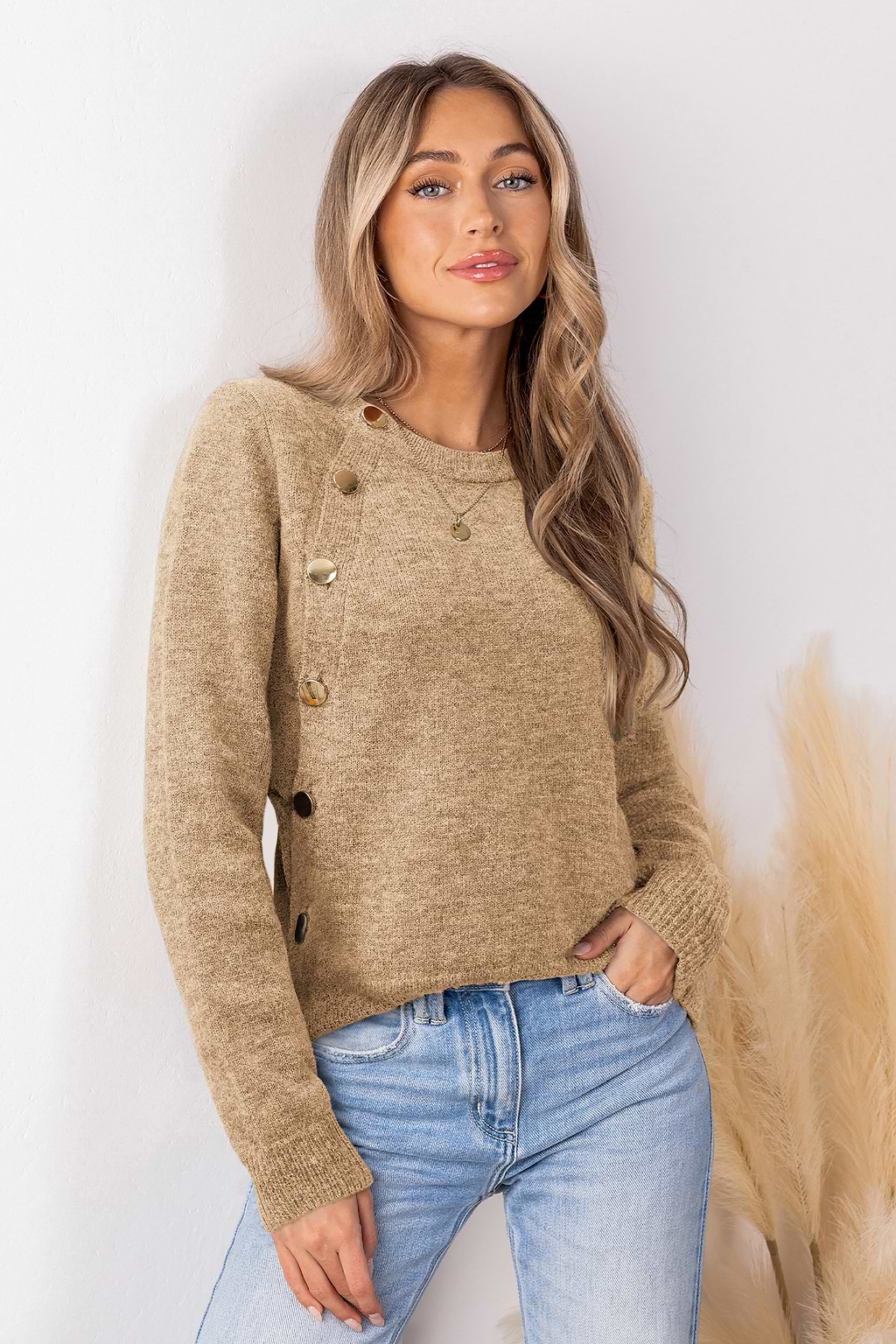 Top marron col rond