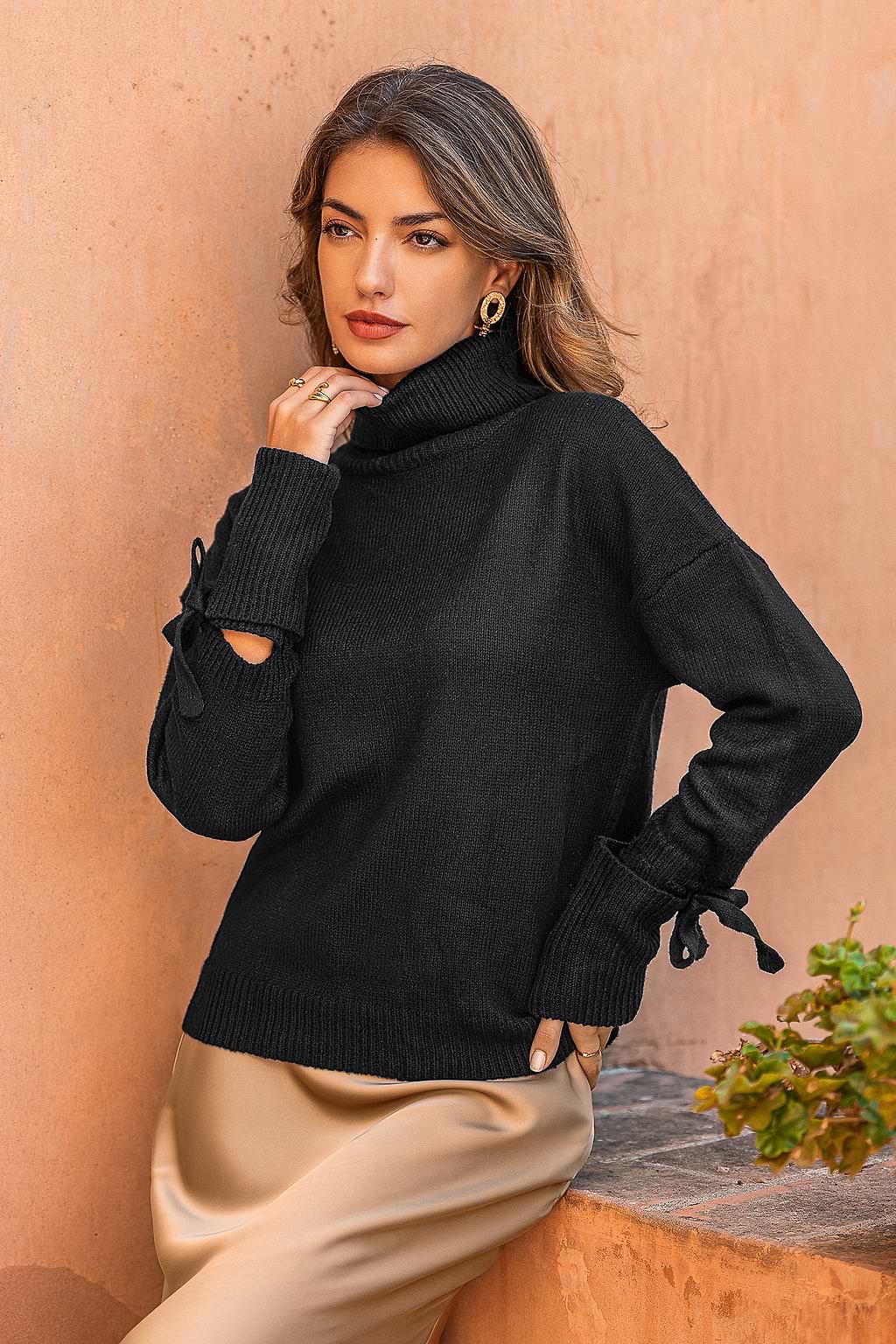 Off the Cuff Black Sweater