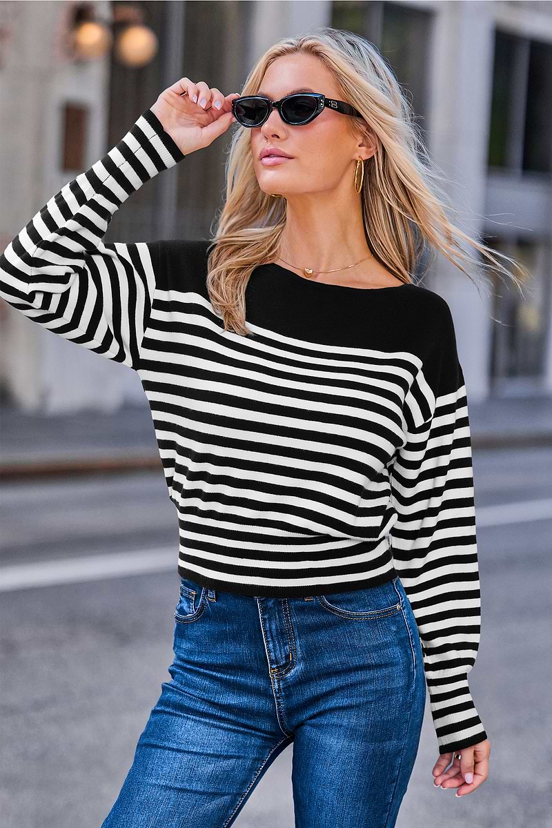 Never Too Late Striped Sweater