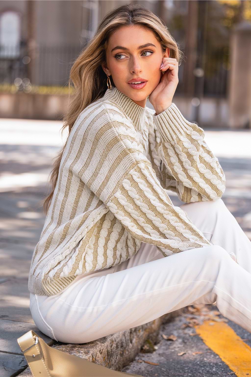 Toasted Twists Beige Sweater