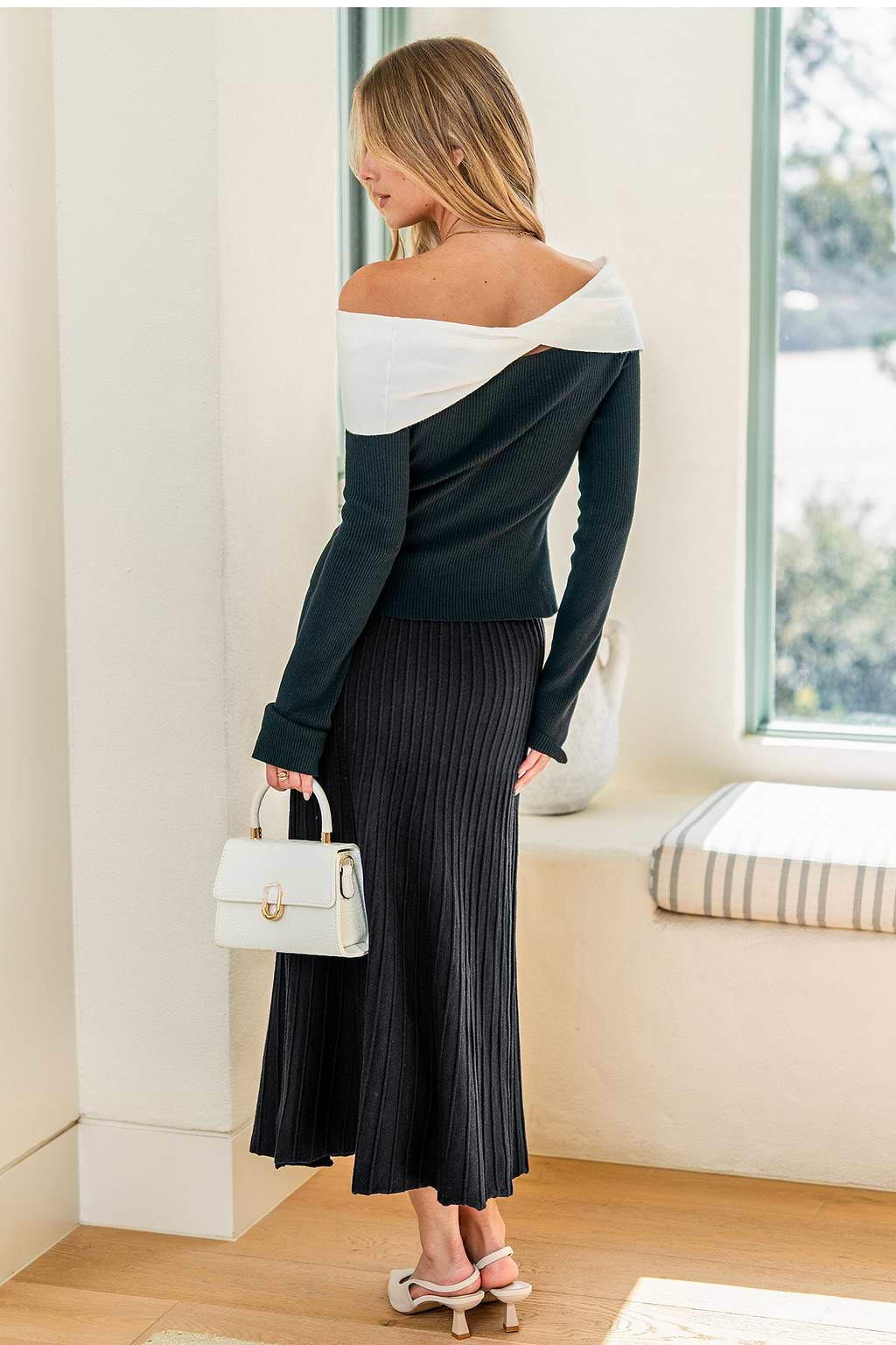 Spin Me Around Black Midi Skirt