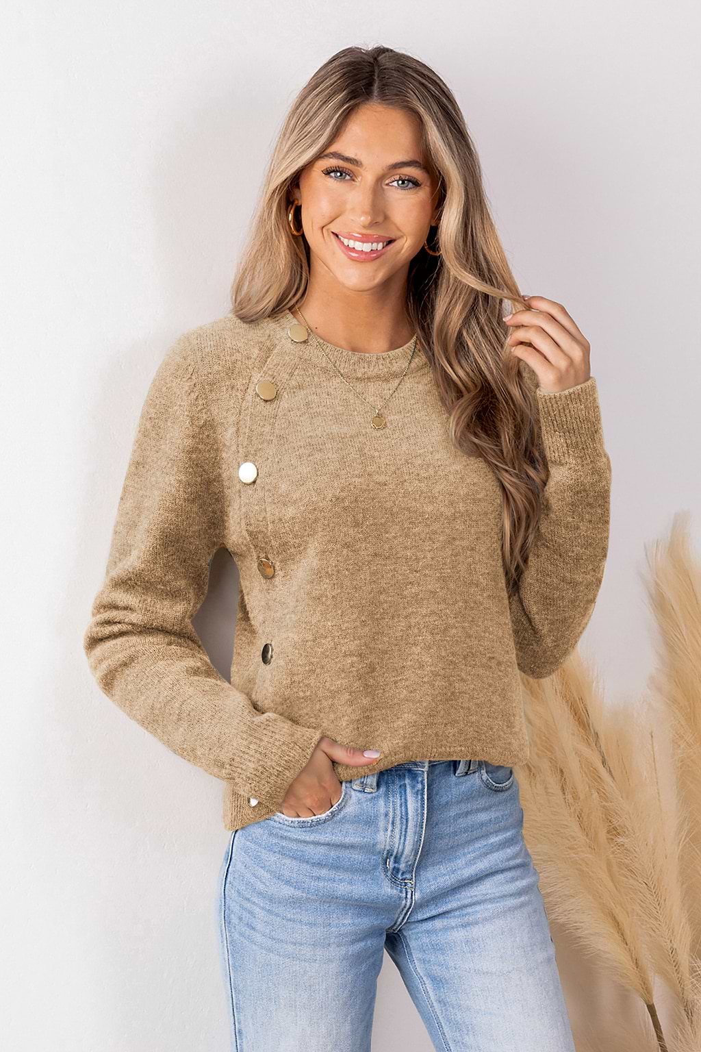 Autumn Fog Brown Knit Top