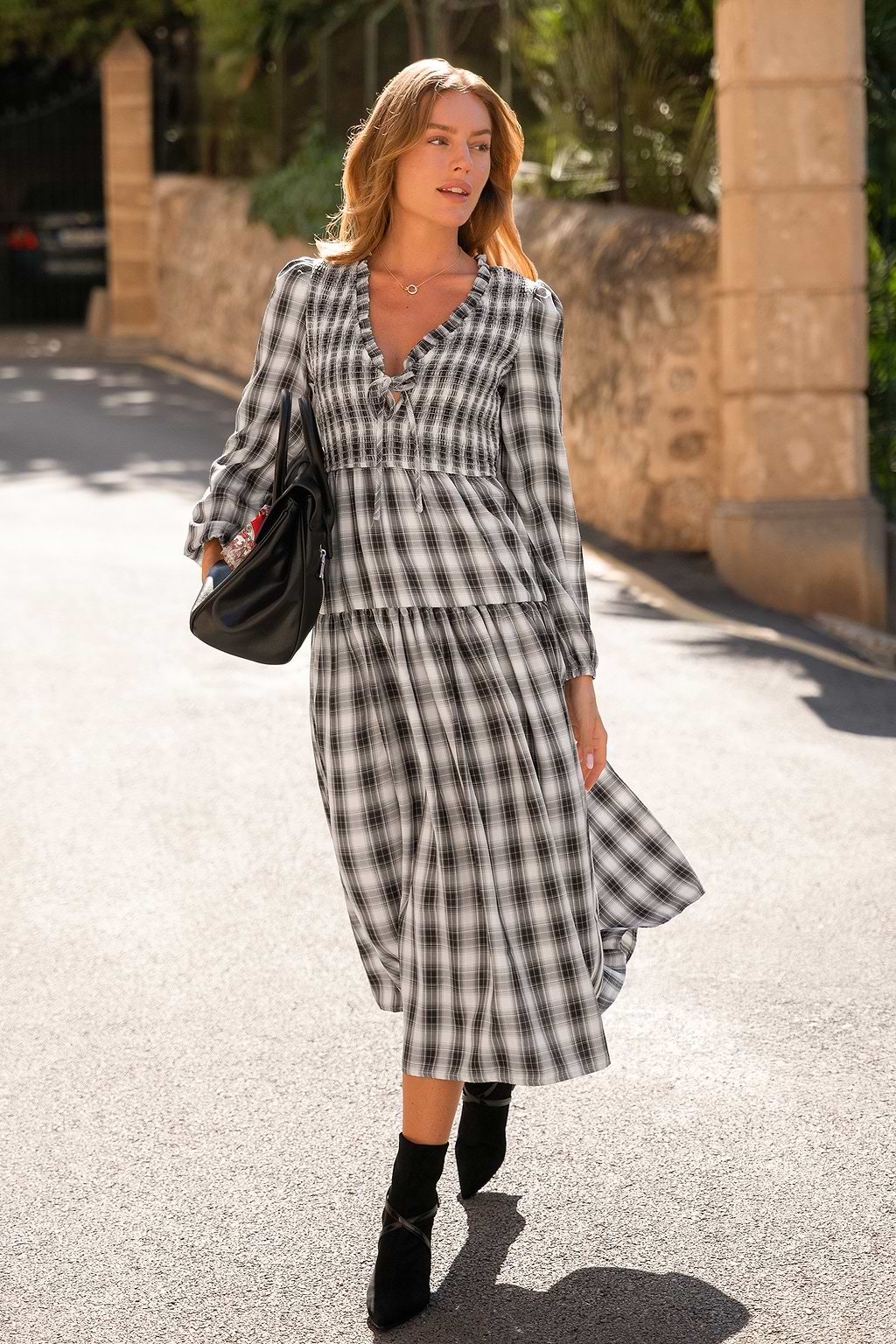 Honey & Thyme Plaid Maxi Dress