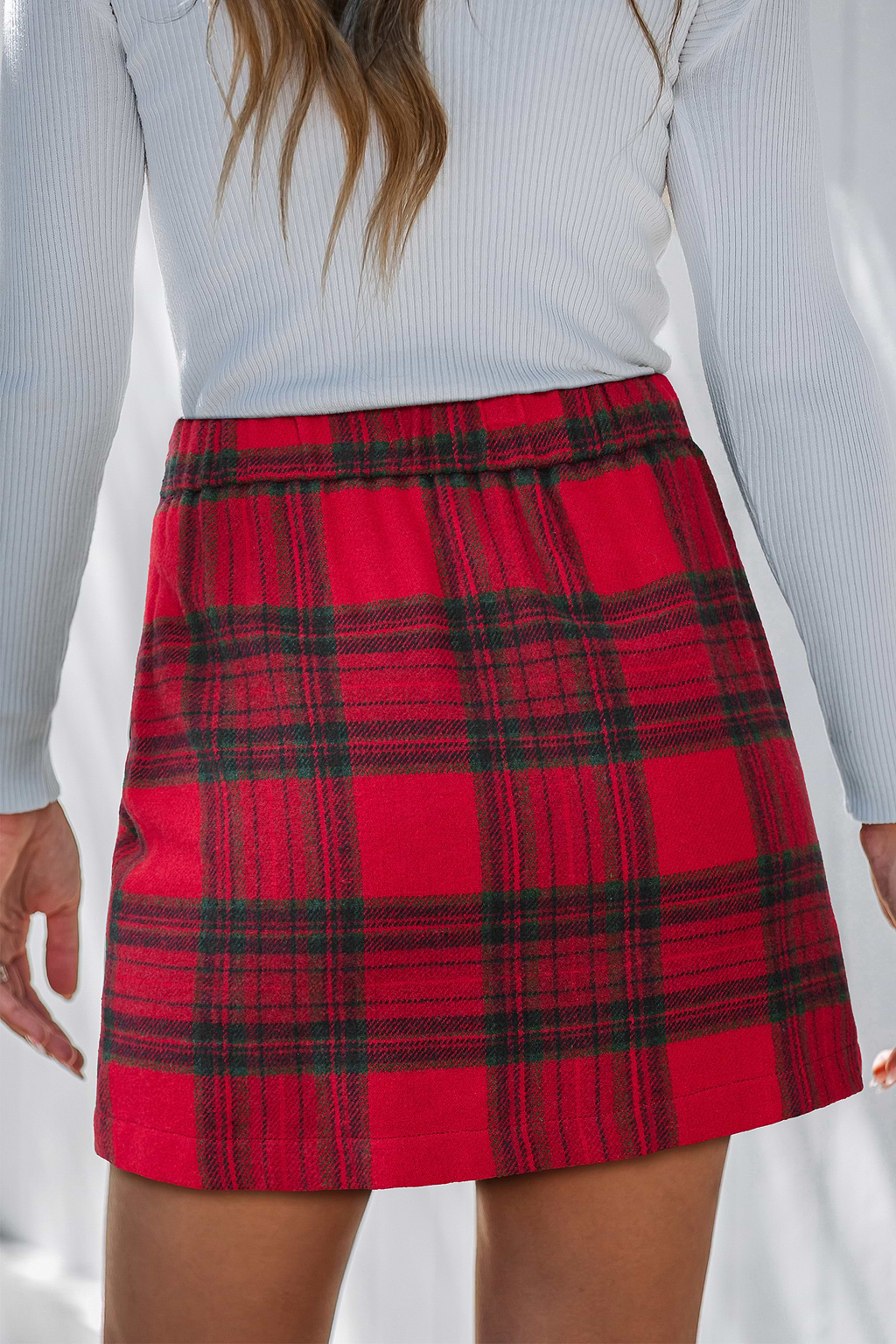 Karierter Minirock mit elastischer Taille