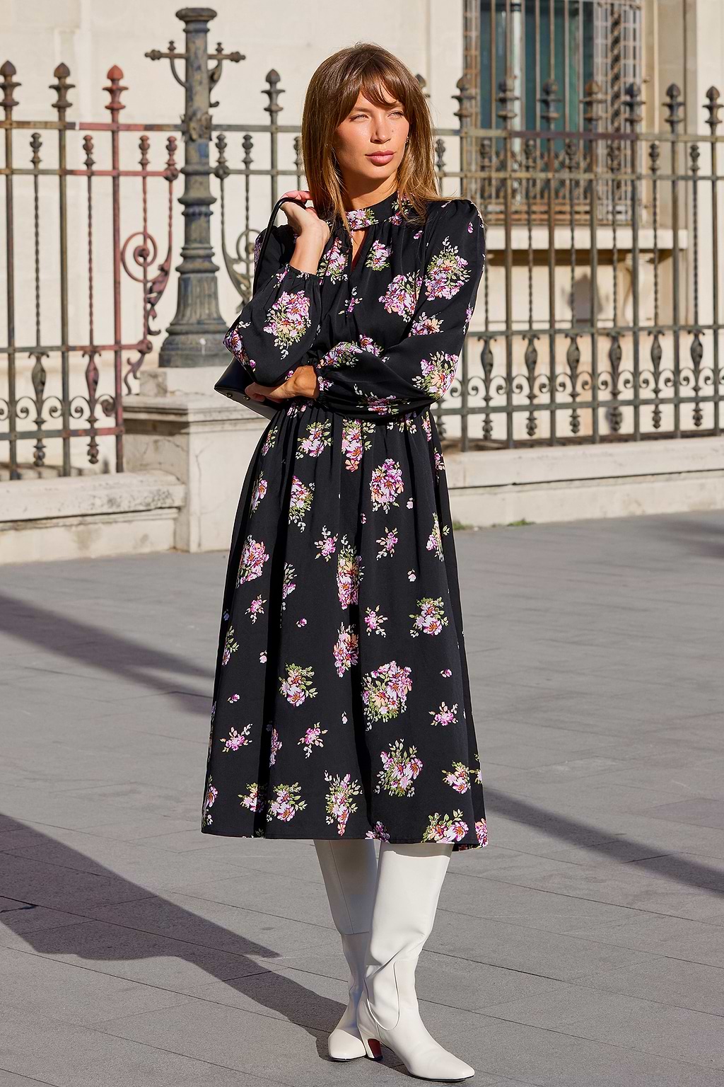 Vestido midi floral de escaparate