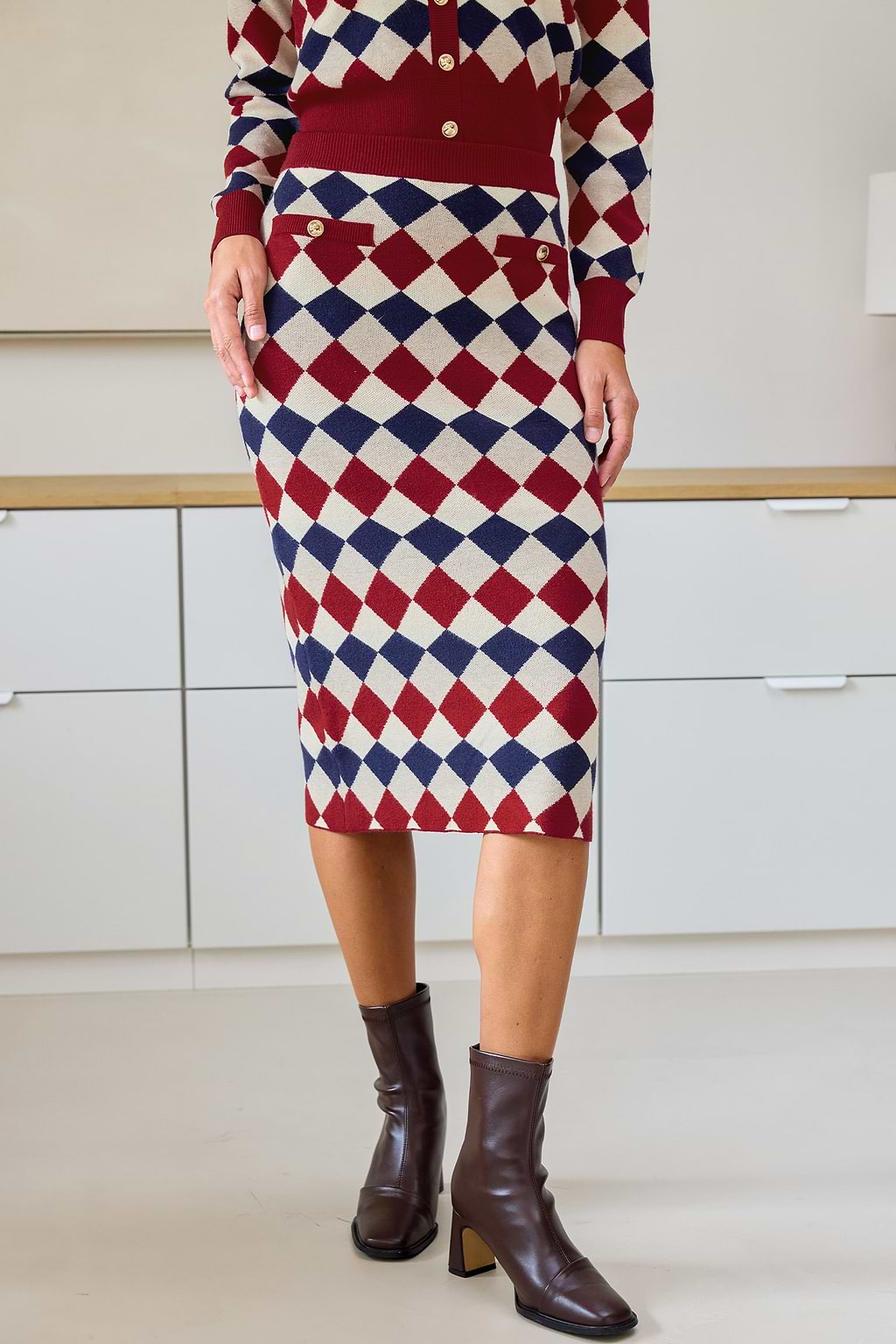 Well-Read Argyle Sweater Skirt