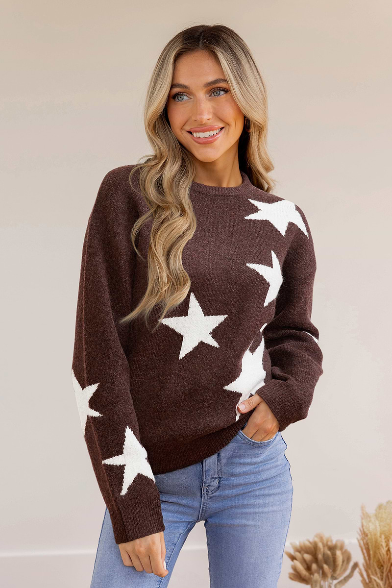 Star Power Brown Sweater