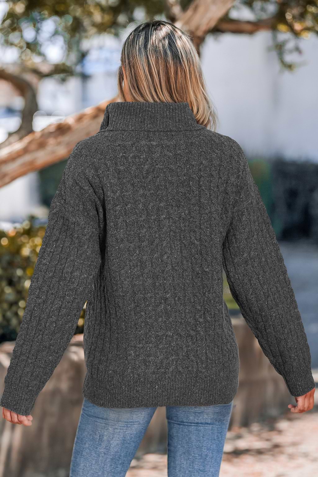 Grauer Rollkragen Lockerer Pullover