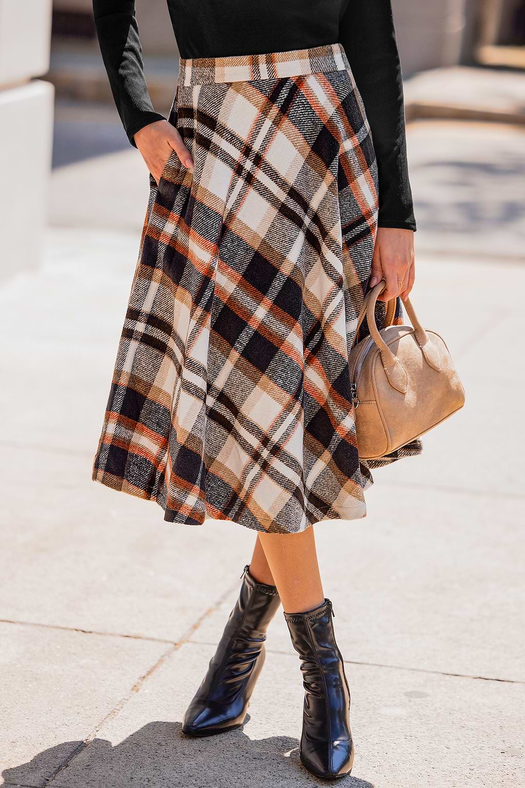 Primrose Plaid Midi Skirt