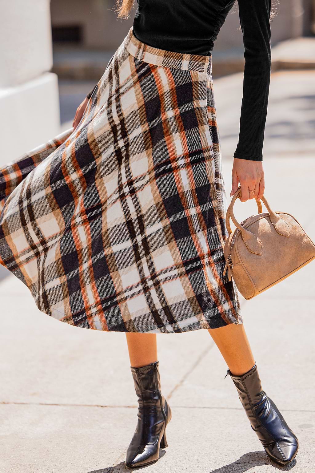 Primrose Plaid Midi Skirt