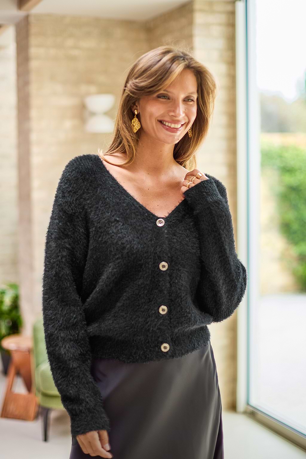 Cozy Glow Black Cardigan