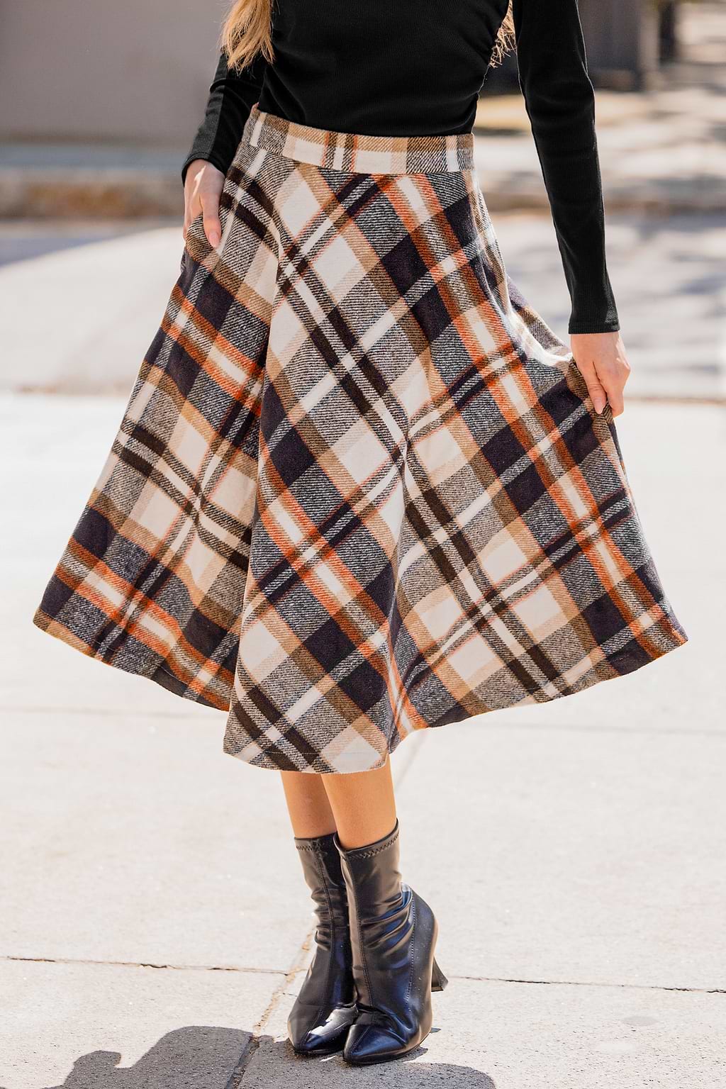 Primrose Plaid Midi Skirt