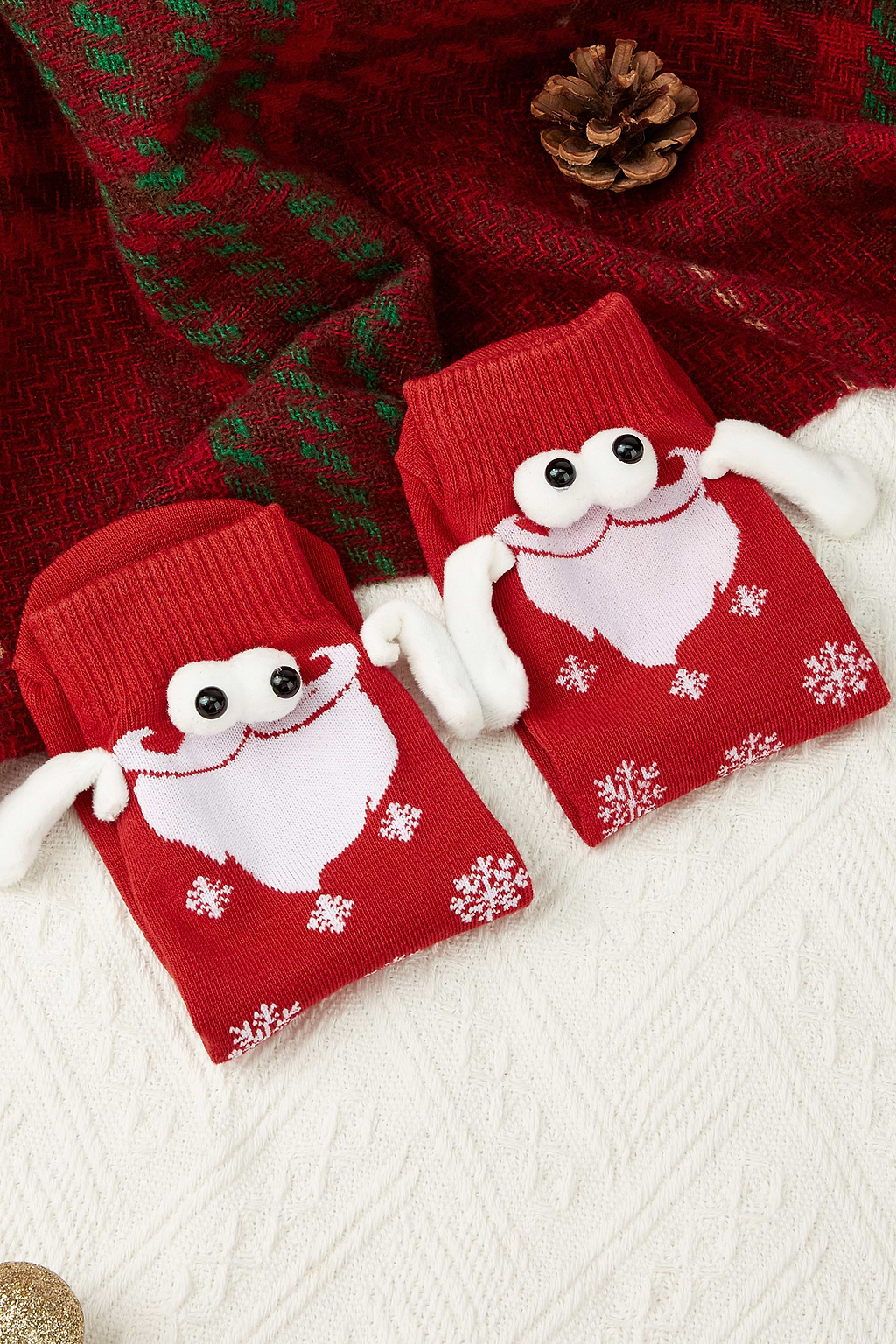 Snow Day Red Magnetic Holding Hands Socks
