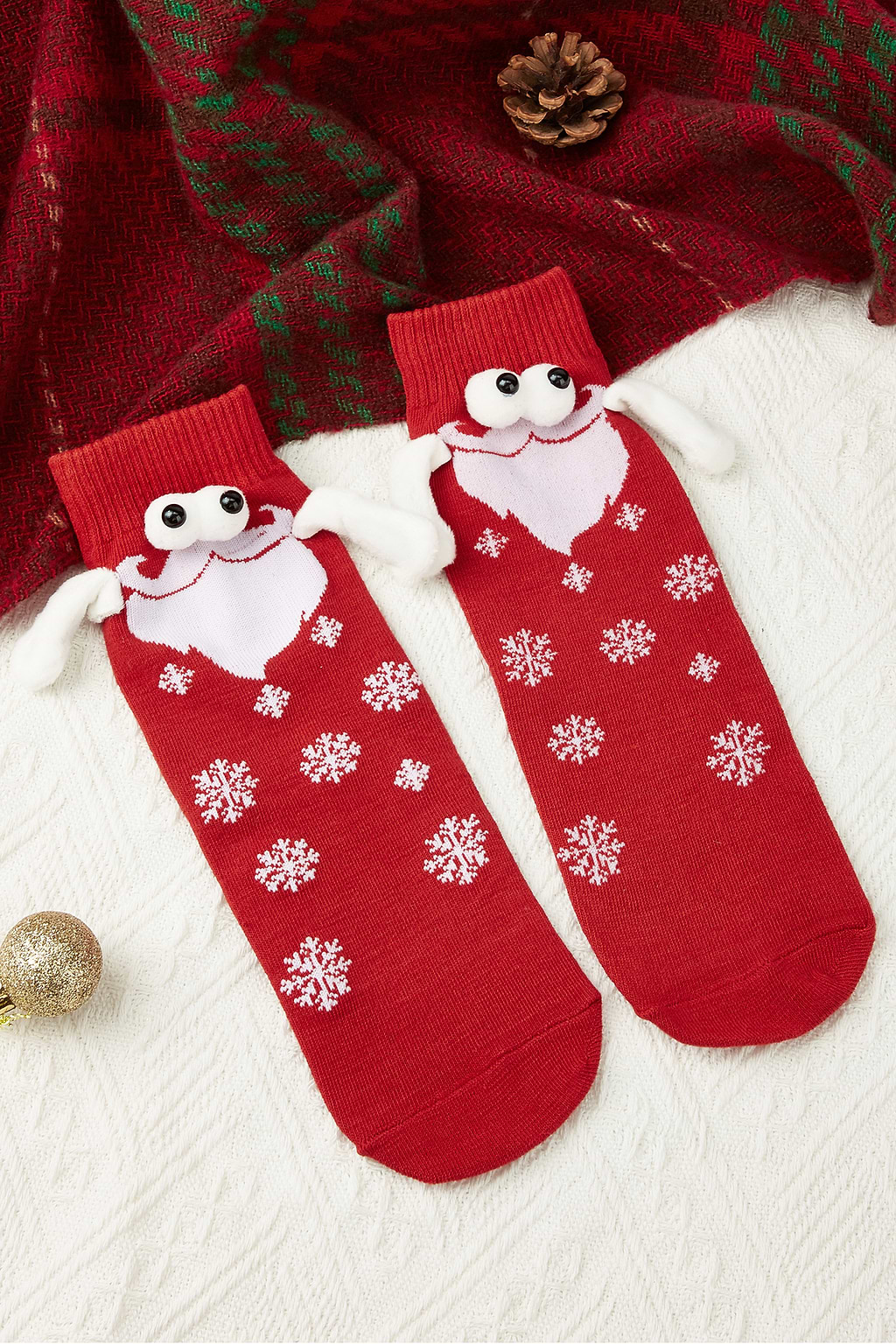 Snow Day Red Magnetic Holding Hands Socks