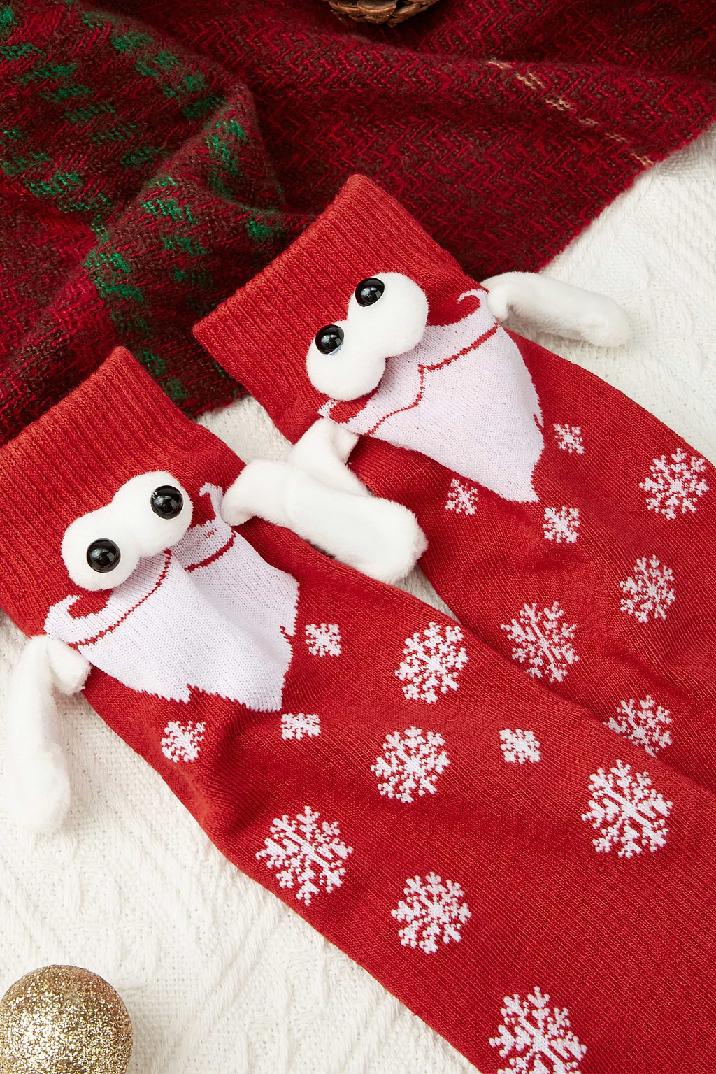 Snow Day Red Magnetic Holding Hands Socks