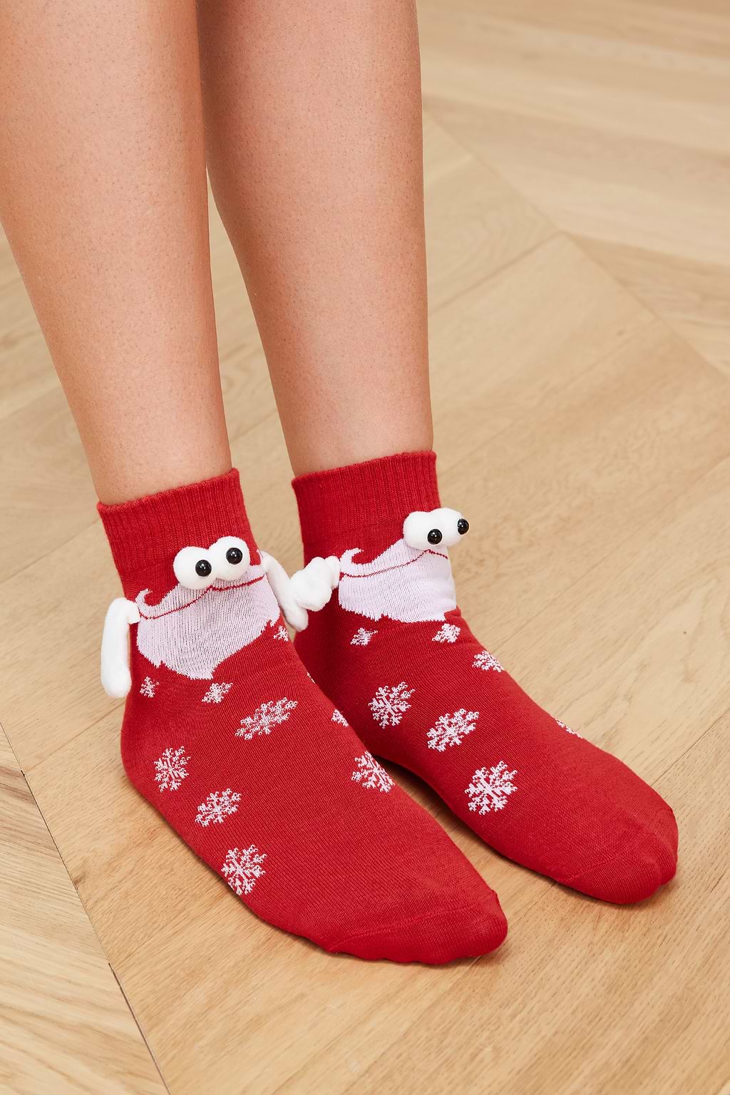 Snow Day Red Magnetic Holding Hands Socks