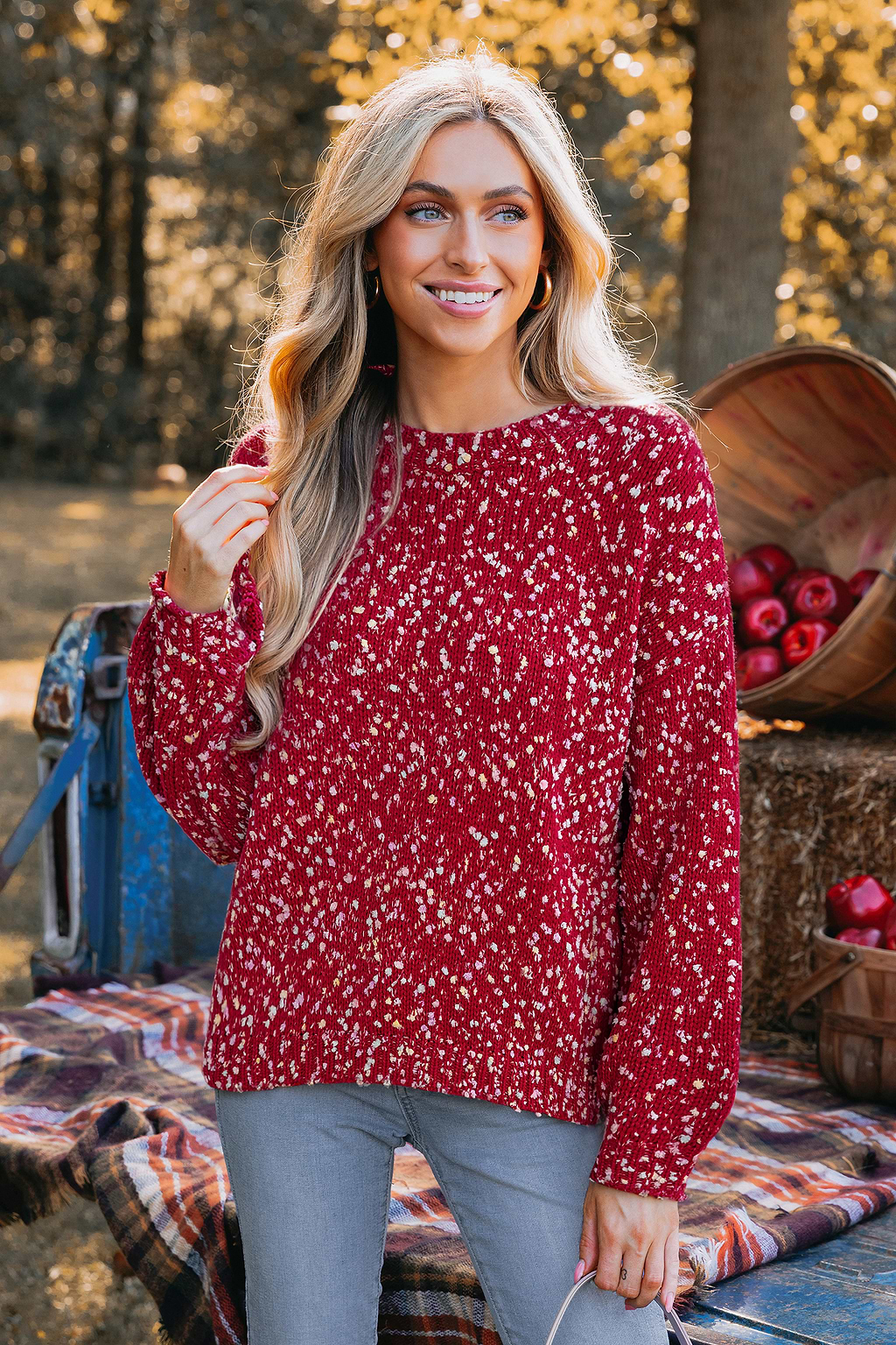 Maglione rosso coriandoli