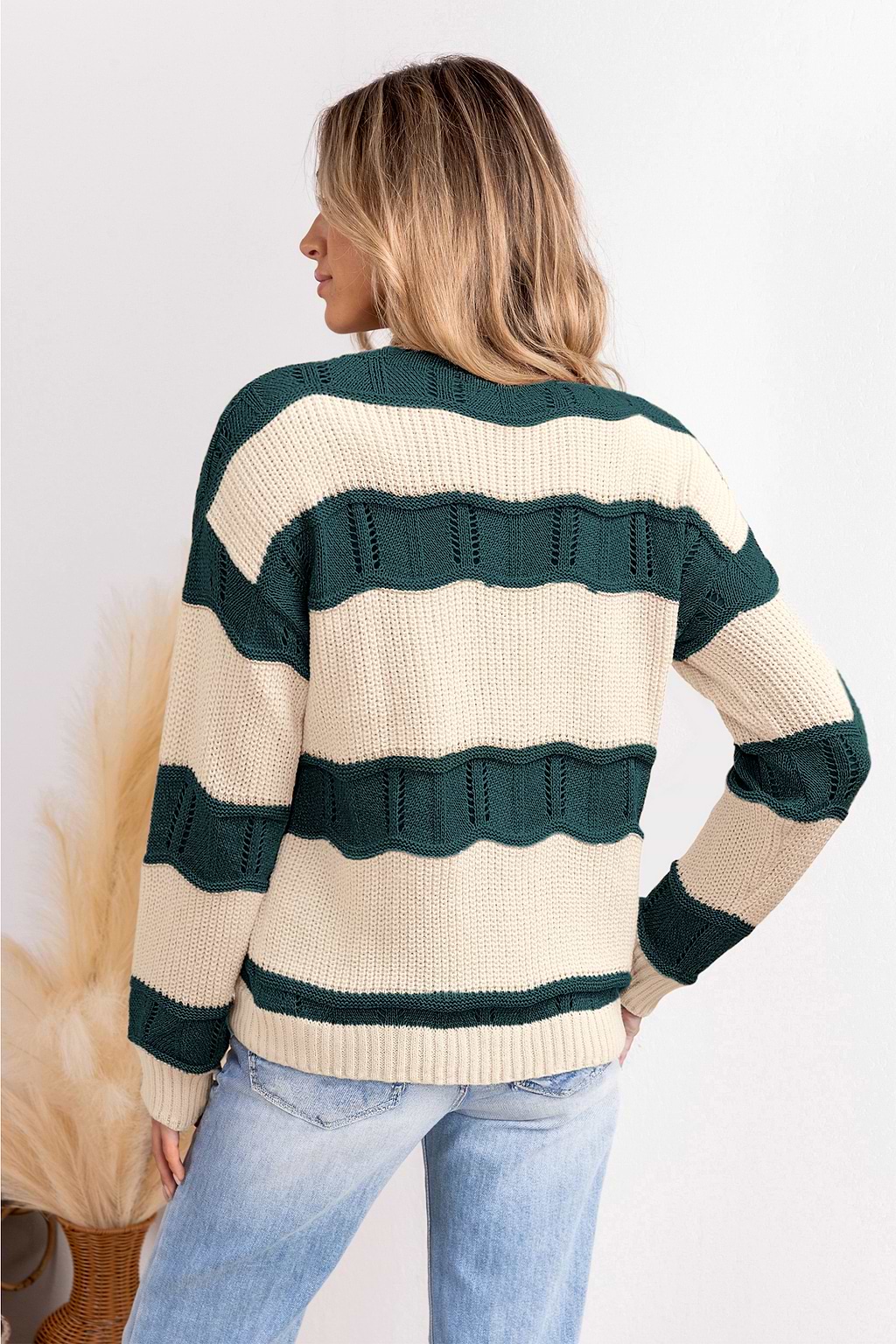 Gestreifter Rundhals-Pullover