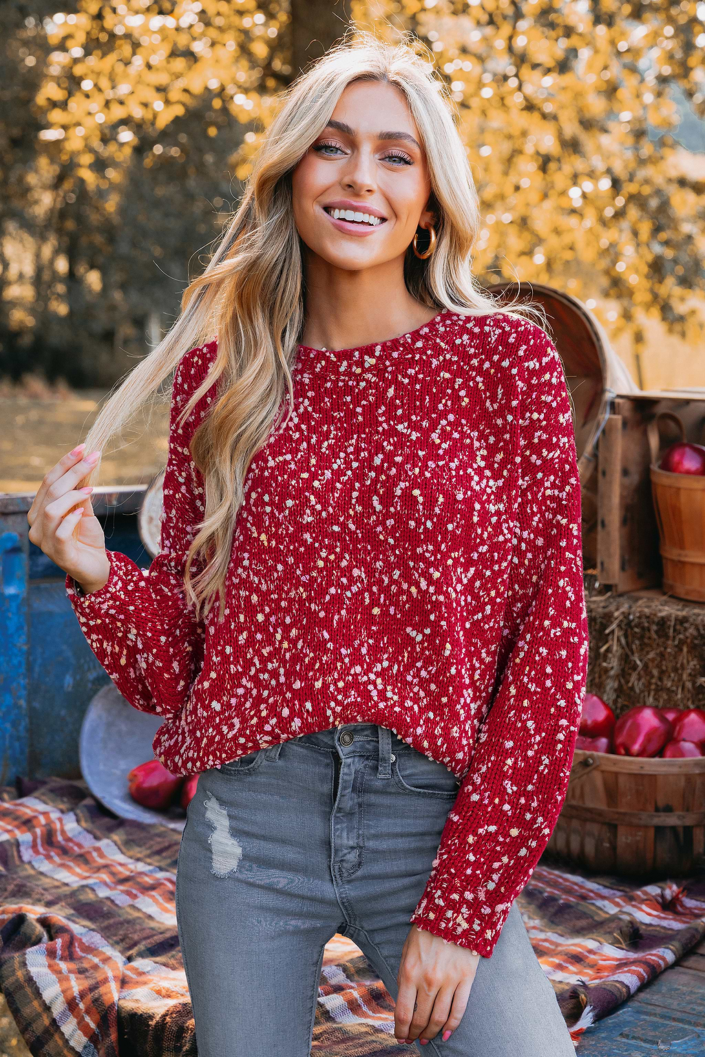Maglione rosso coriandoli