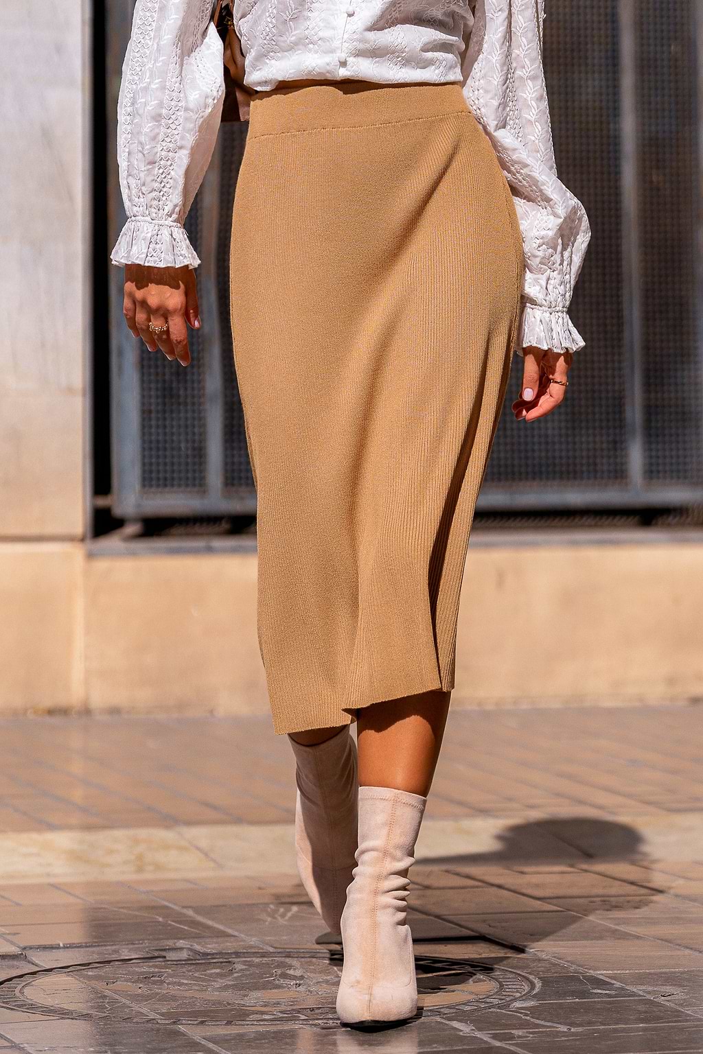 Catching Up Khaki Midi Skirt