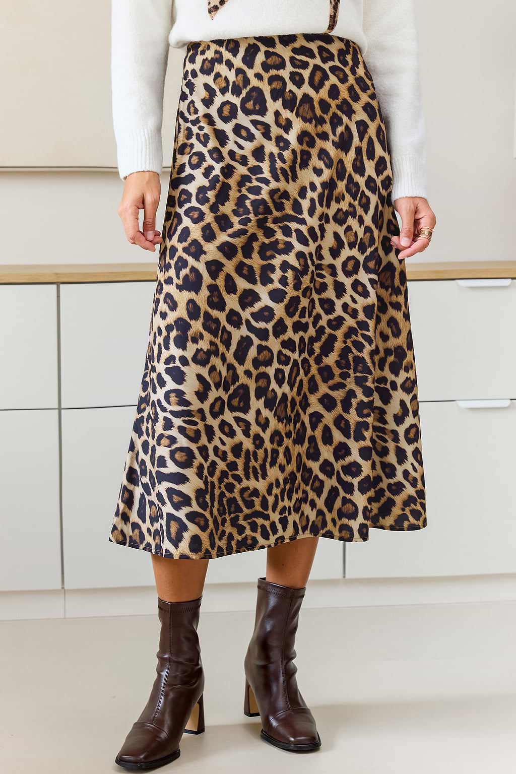 Sassy Spots Animal Print Midi Skirt