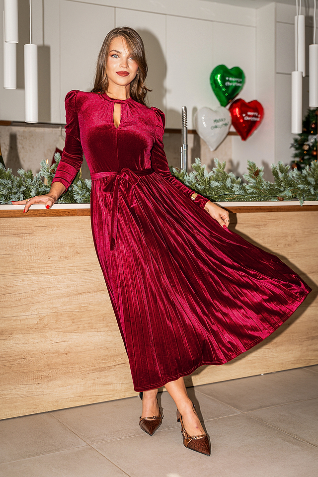 fitted lace wedding dress Women's Radiant Reverie Red Linen Midi Dress | Size: L