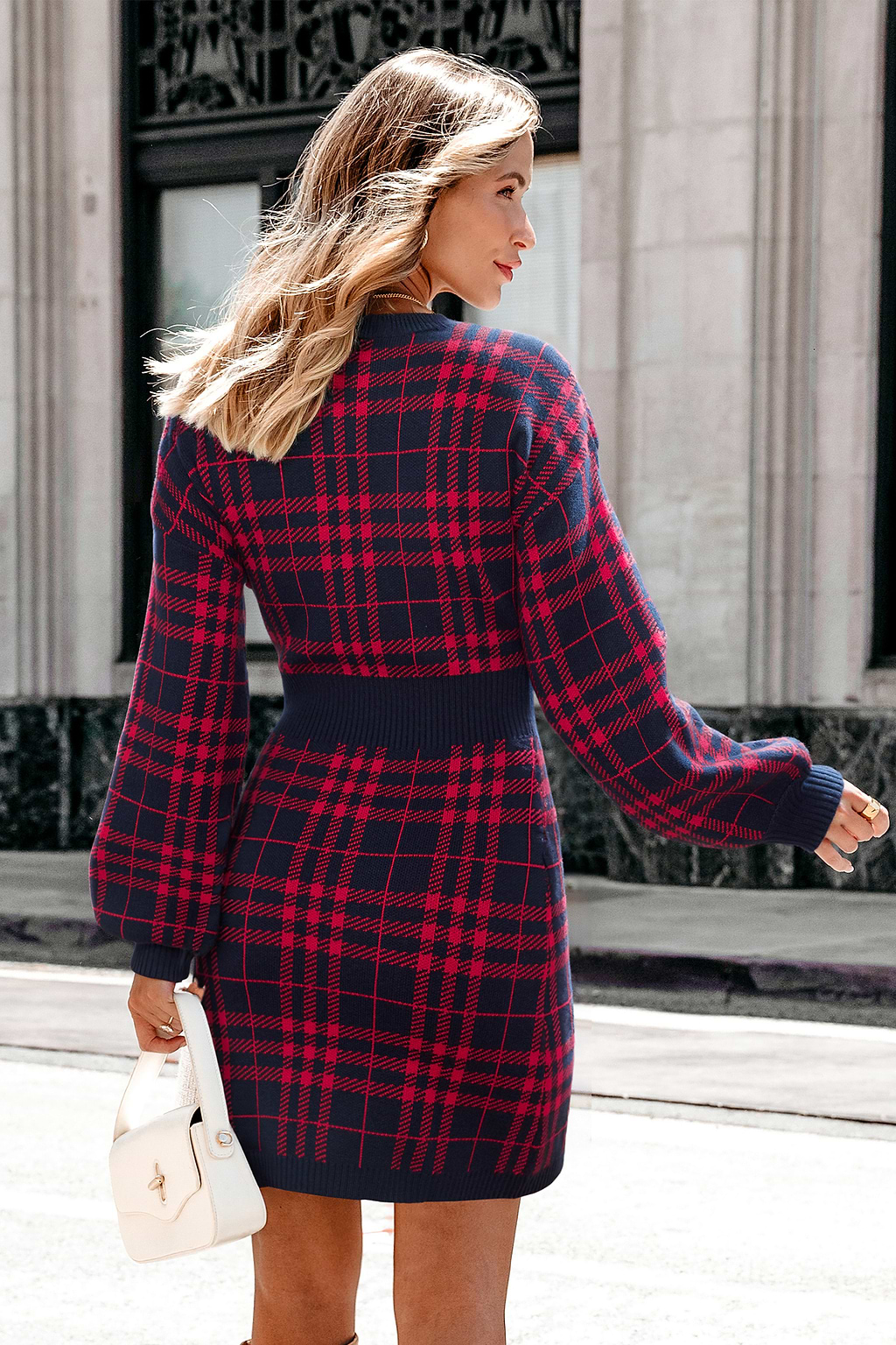 Snug & Sweet Plaid Knit Dress