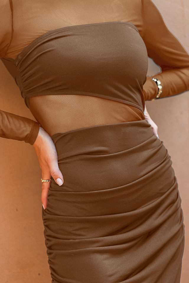 Pop the Champagne Brown Maxi Dress | Elegant & Playful | Cupshe