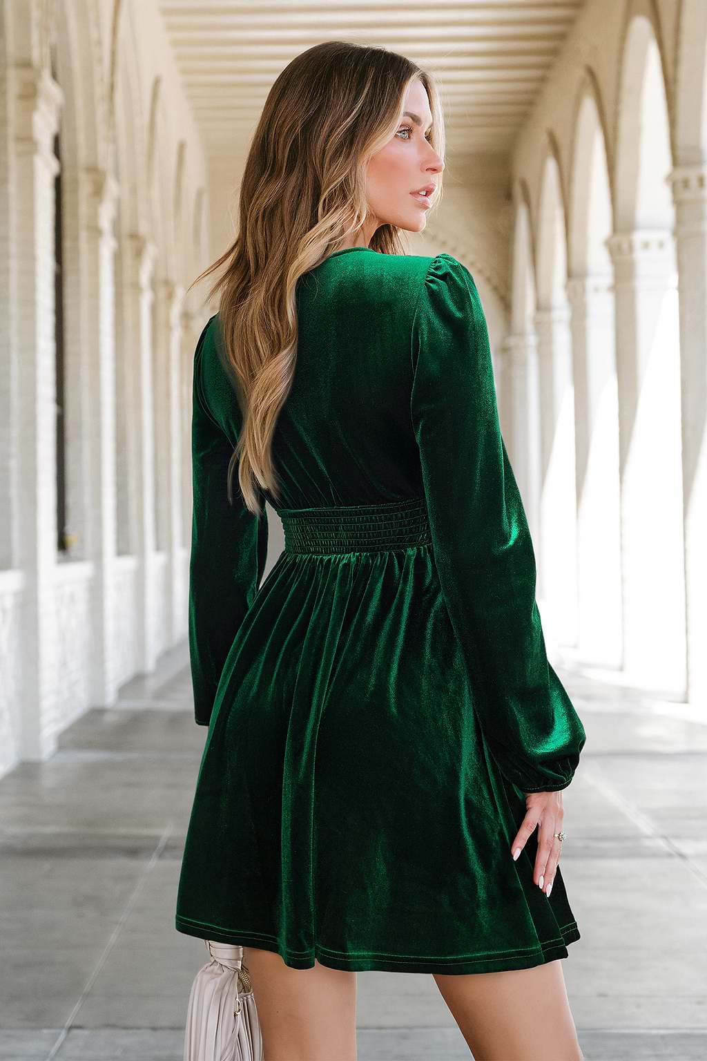 Velvet Rendezvous Green Mini Dress