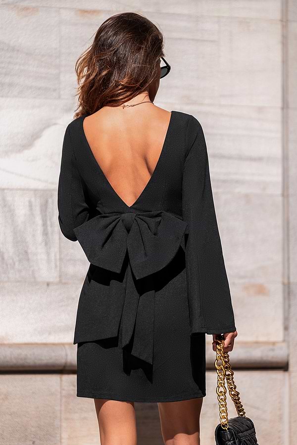 Over the Moon Black Mini Dress | Chic Bow Detail | Cupshe Over the Moon Black Mini Dress | Chic Bow Detail | Cupshe