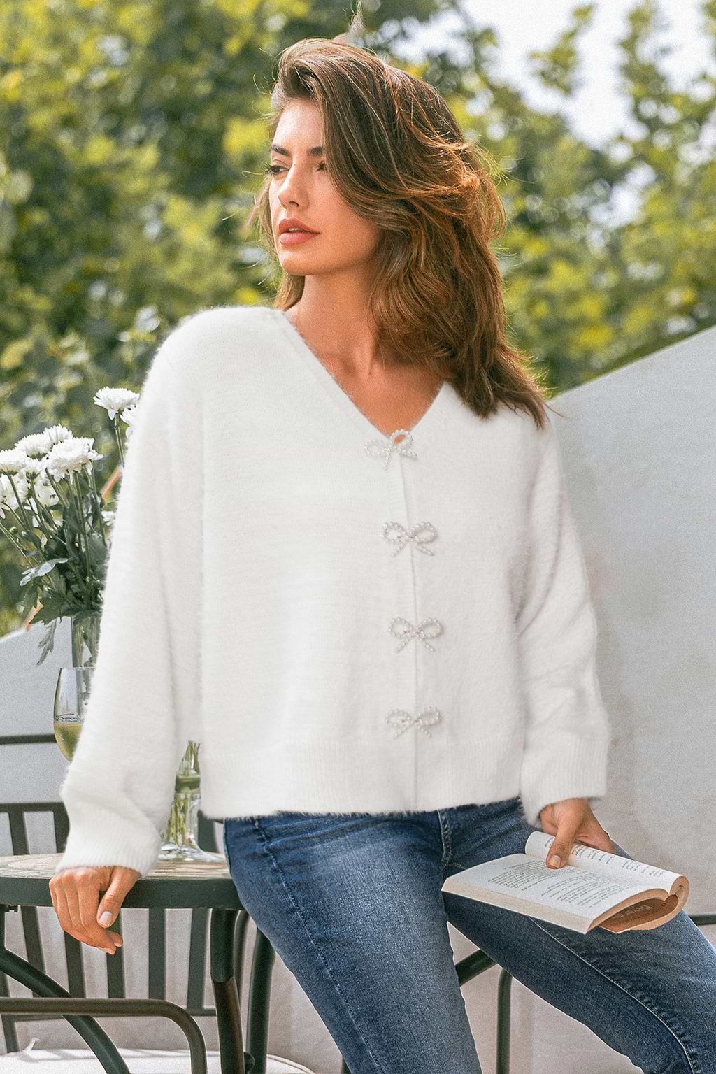 Autumn Glow White Cardigan