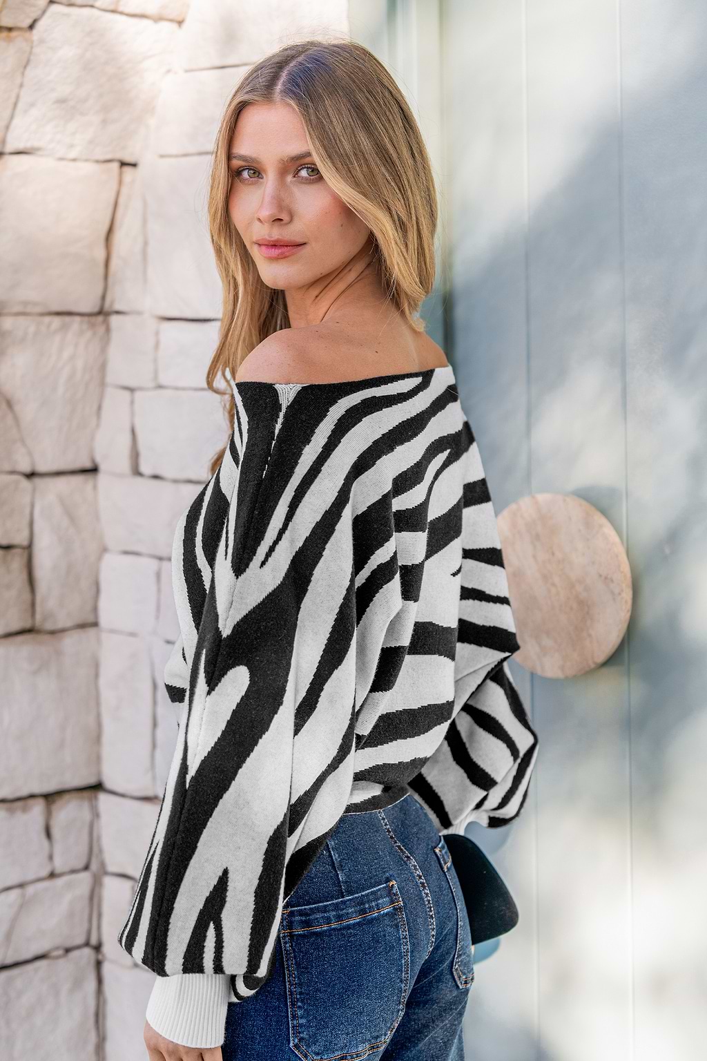Stripes & Vibes Animal Print Sweater