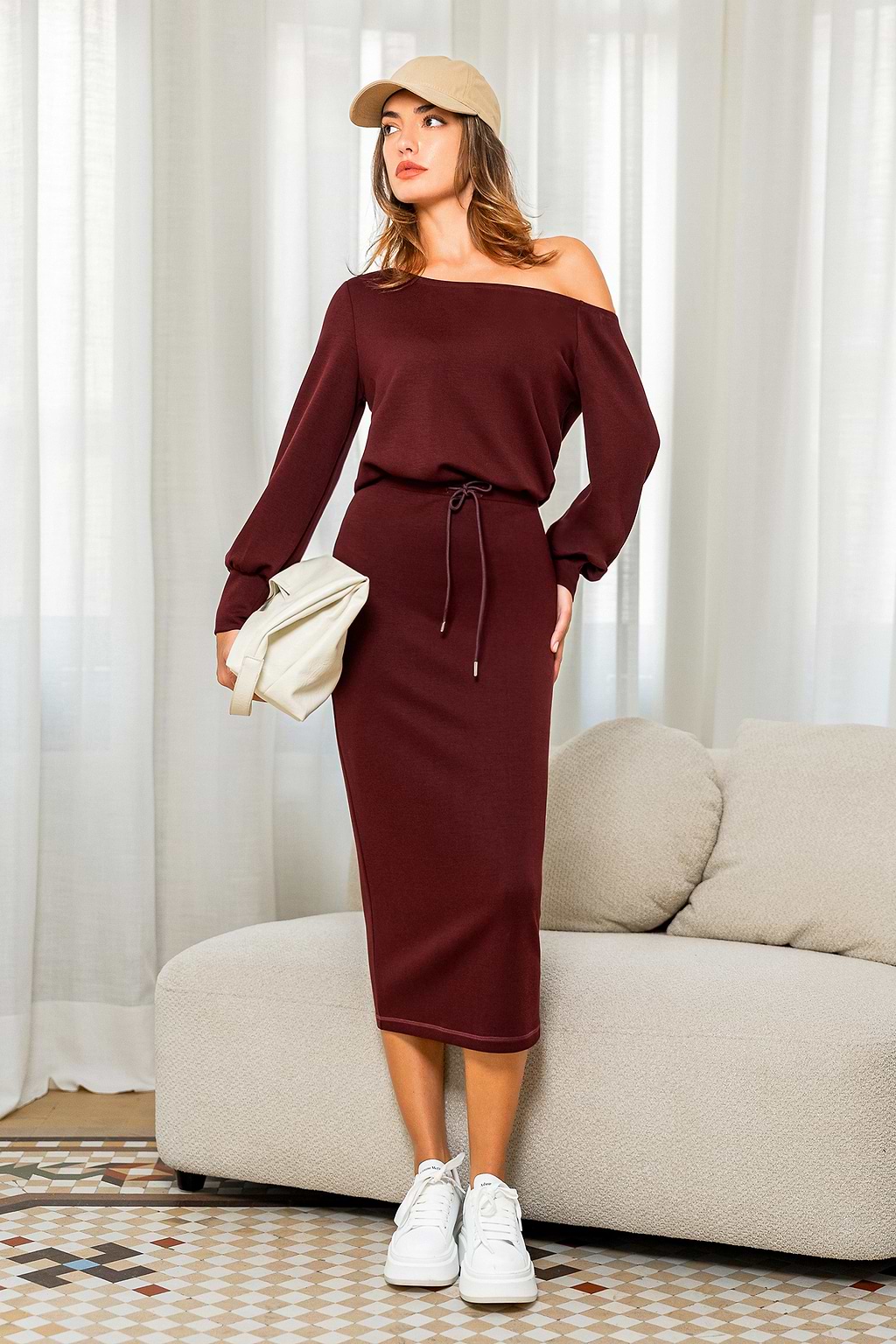 Front & Center Red Midi Dress