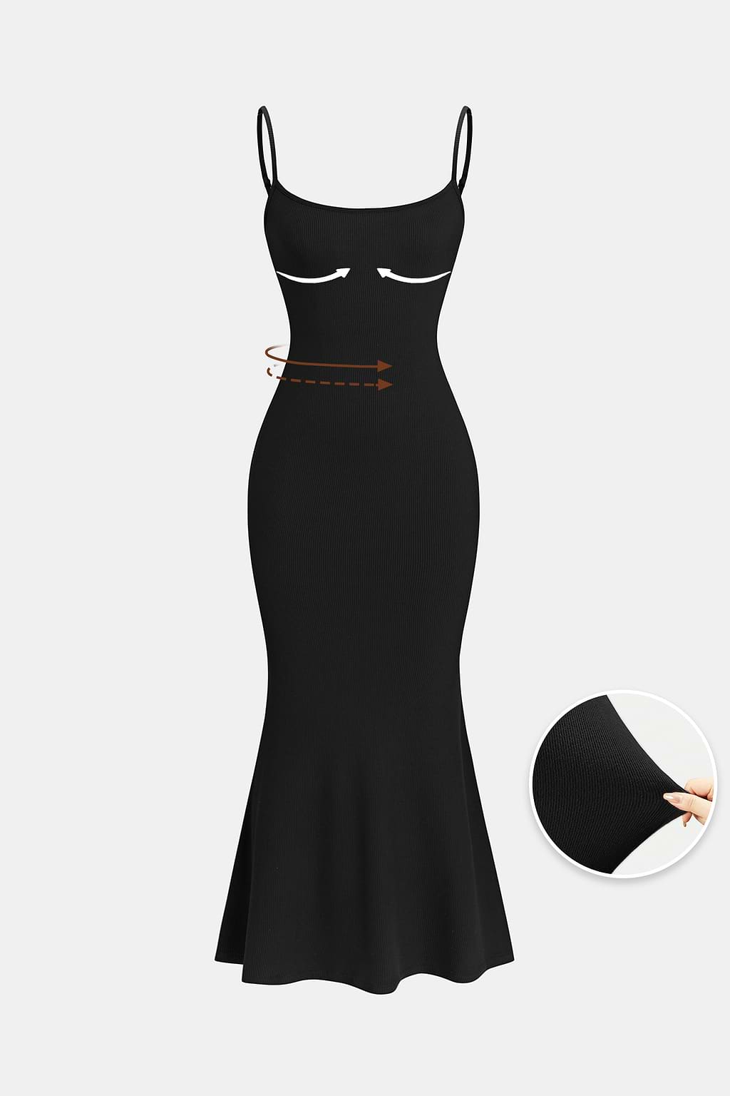 Zwarte maxi-jurk die in de smaak valt bij het grote publiek