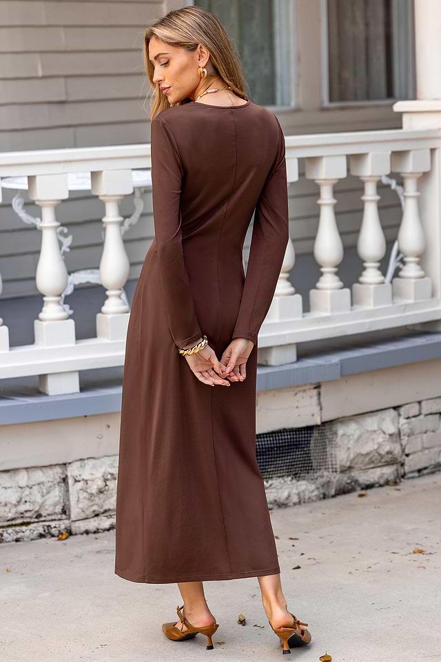 Robe Maxi Marron Col Montant - Taille 8, Occasion Très Bon état