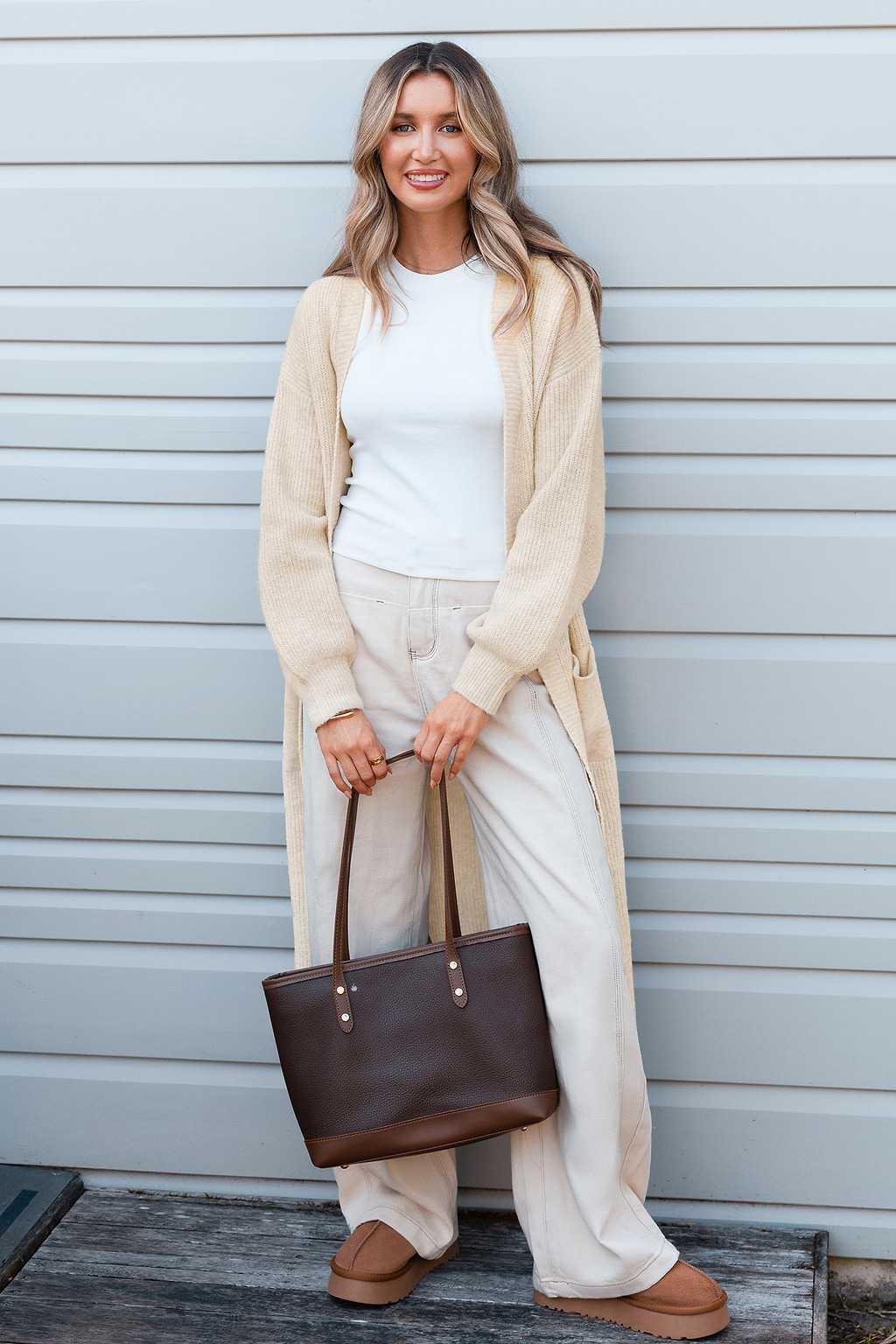 Cárdigan beige crema y azúcar