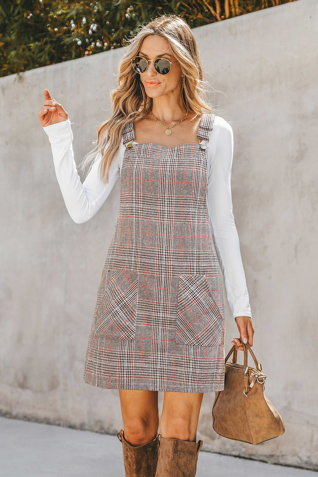 Bookmark Plaid Mini Dress