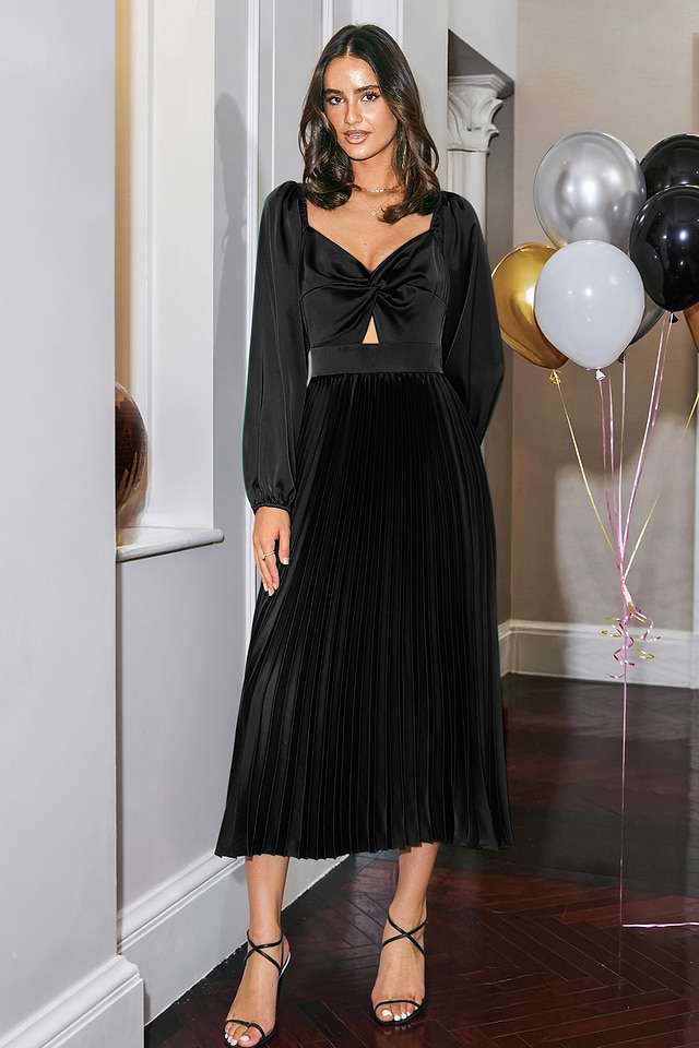 midi dress tango Midnight Black | Flirty & Chic Style Perfect for adding a pop of color to your warm Alemais Toucan Tango Ruffled Midi