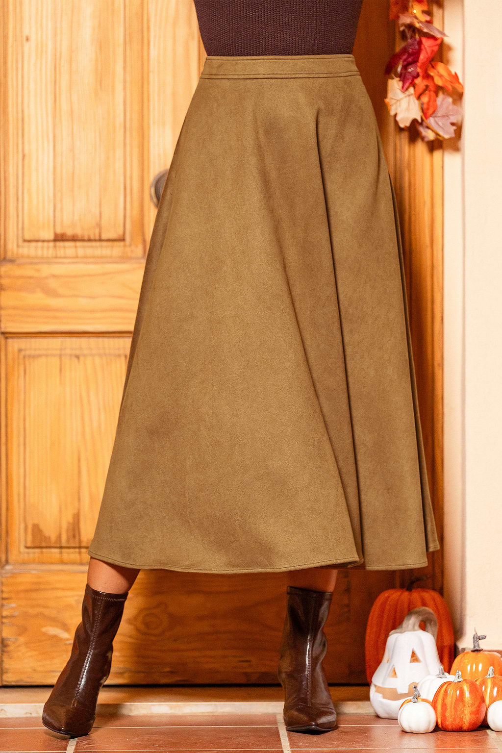 Take a Walk Orange Midi Skirt