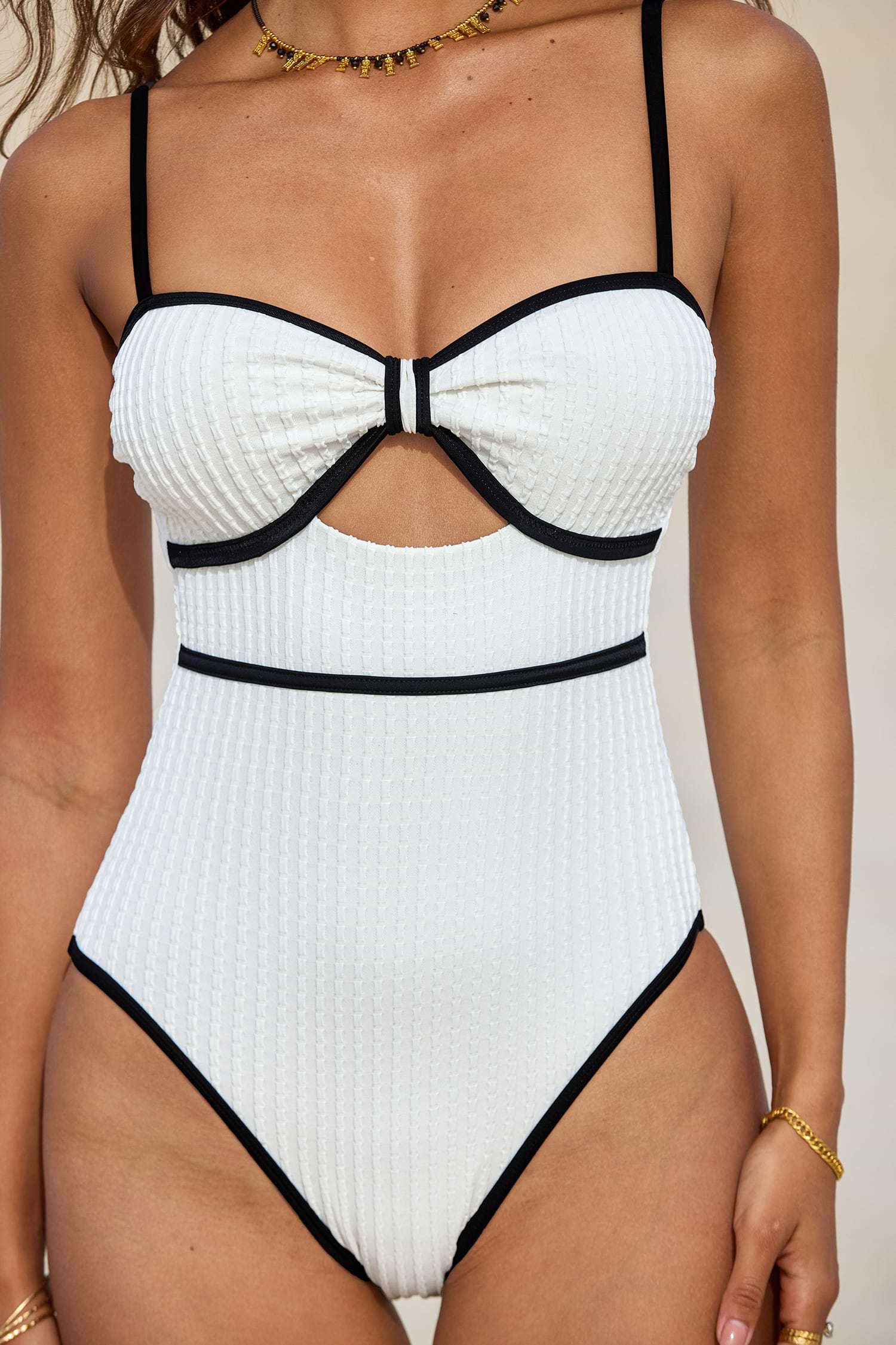 Ribbed Cutout One-Piece Swimsuit with Cheeky Coverage